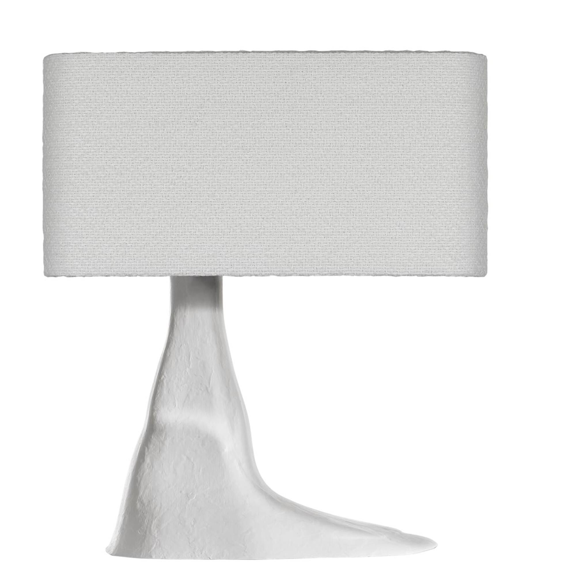 Shown in Plaster White finish and Boucle Rectangle shade