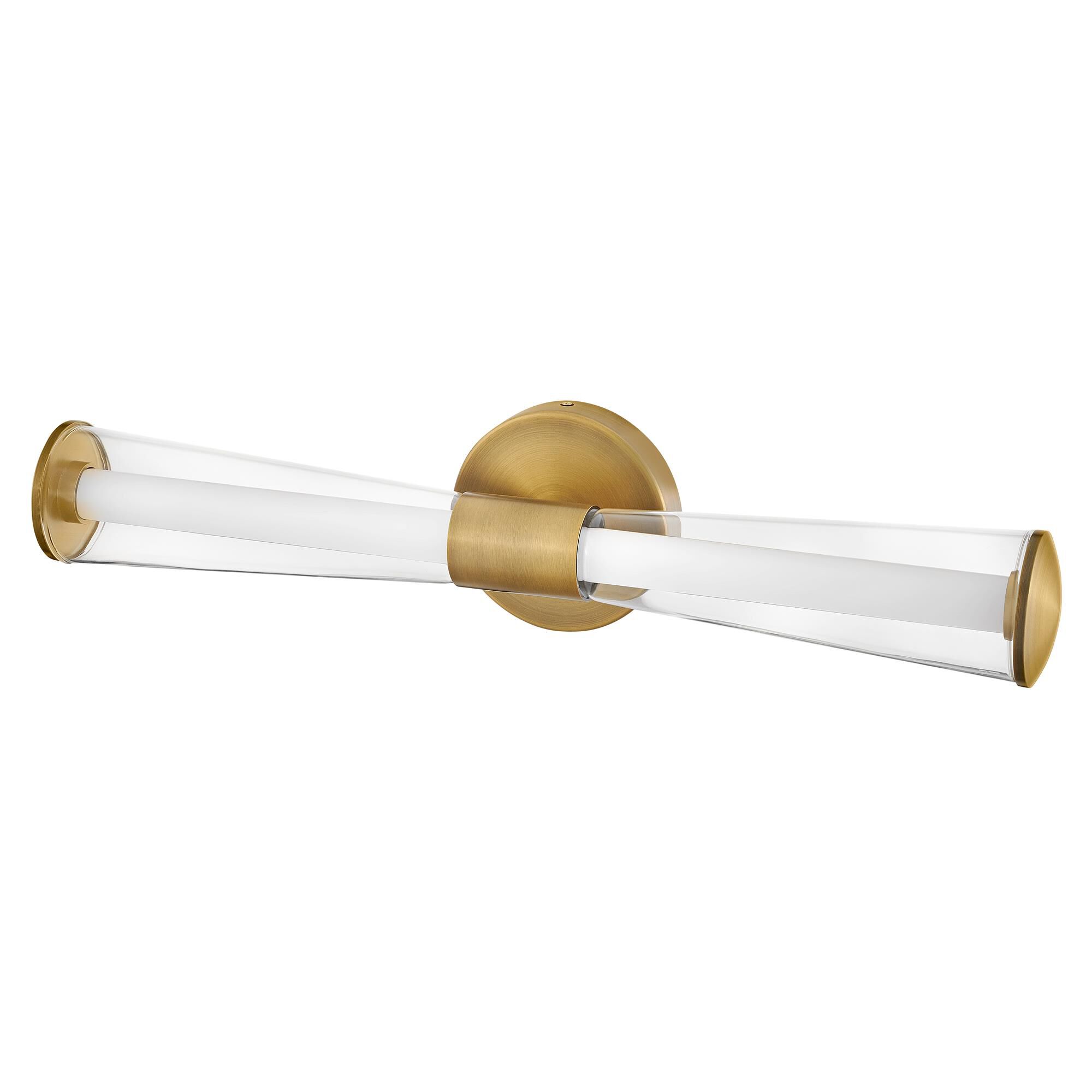 Shown in Lacquered Brass finish and Clear glass