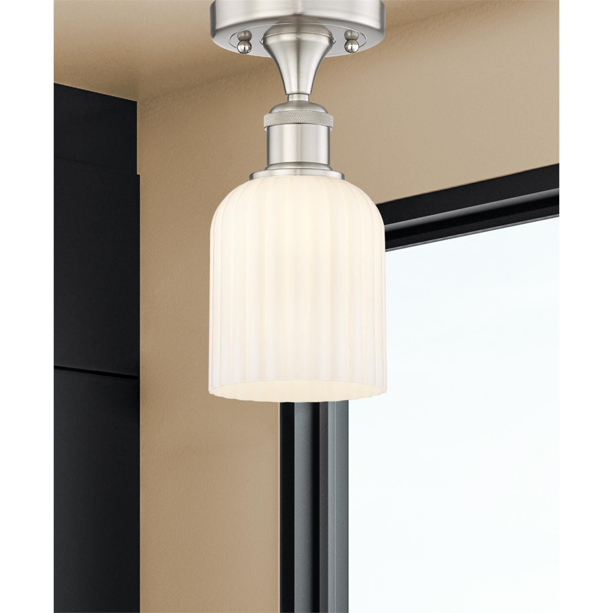 Shown in Satin Nickel finish and Gloss White glass
