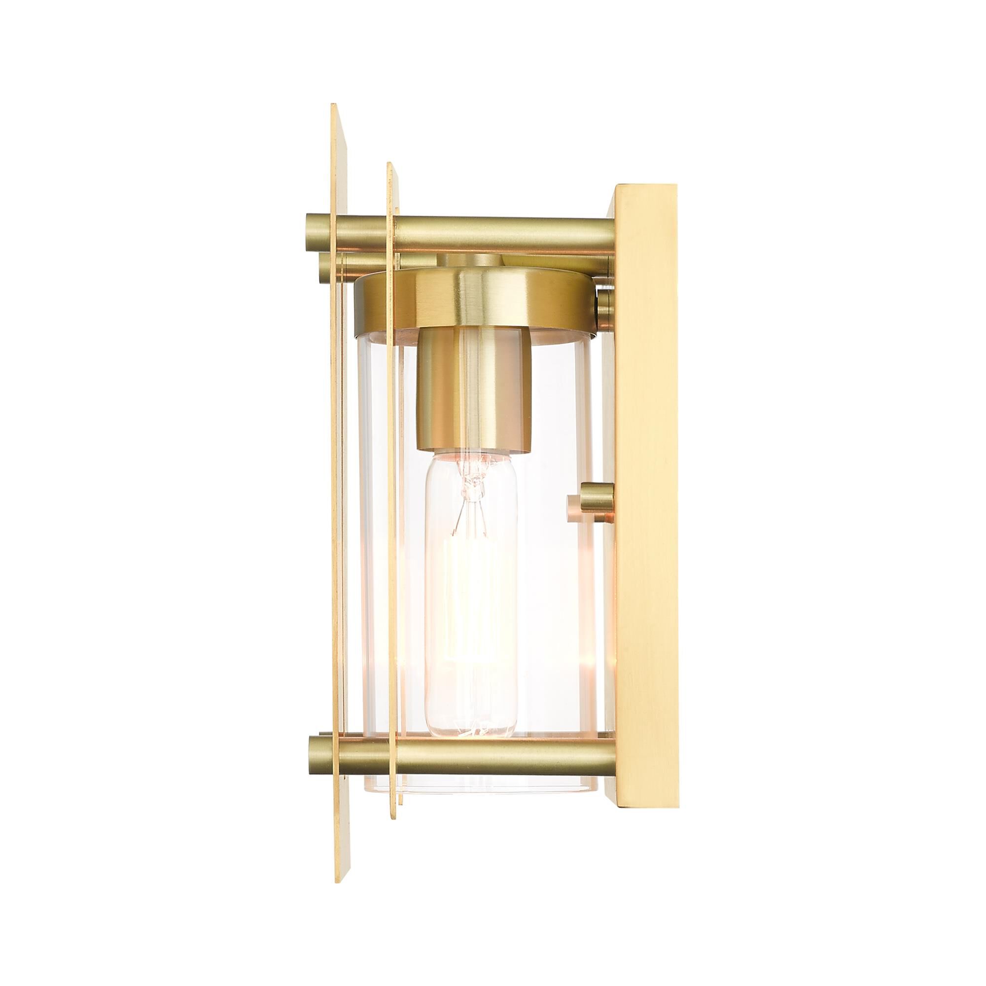 Shown in Satin Brass finish and Clear glass and Clear Glass shade