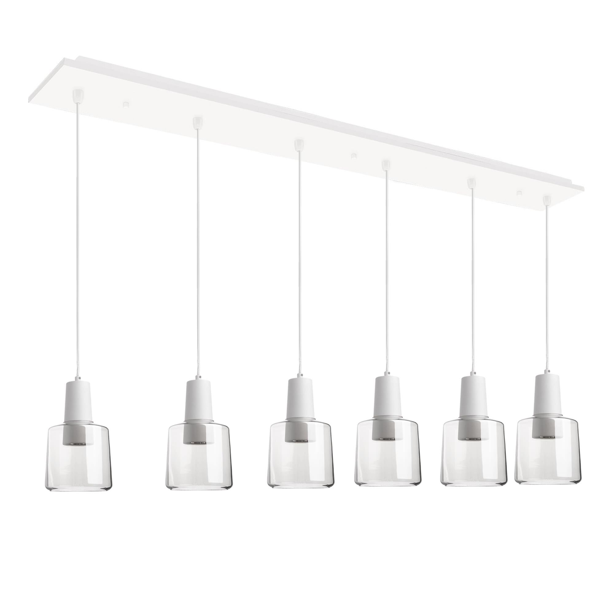 Shown in White finish and Clear glass