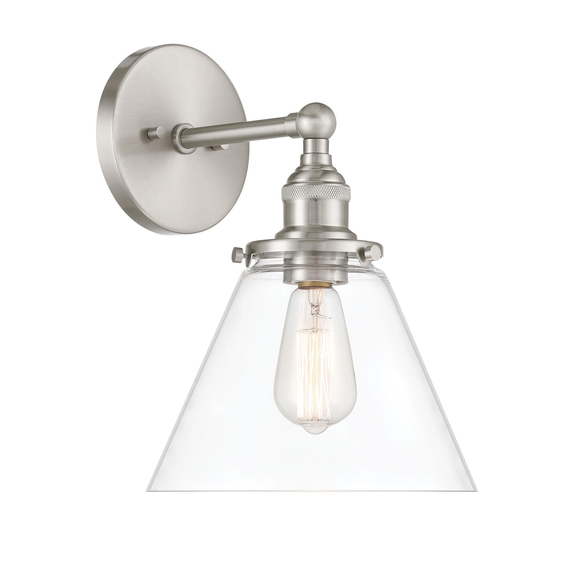 Shown in Brushed Nickel finish and Clear glass