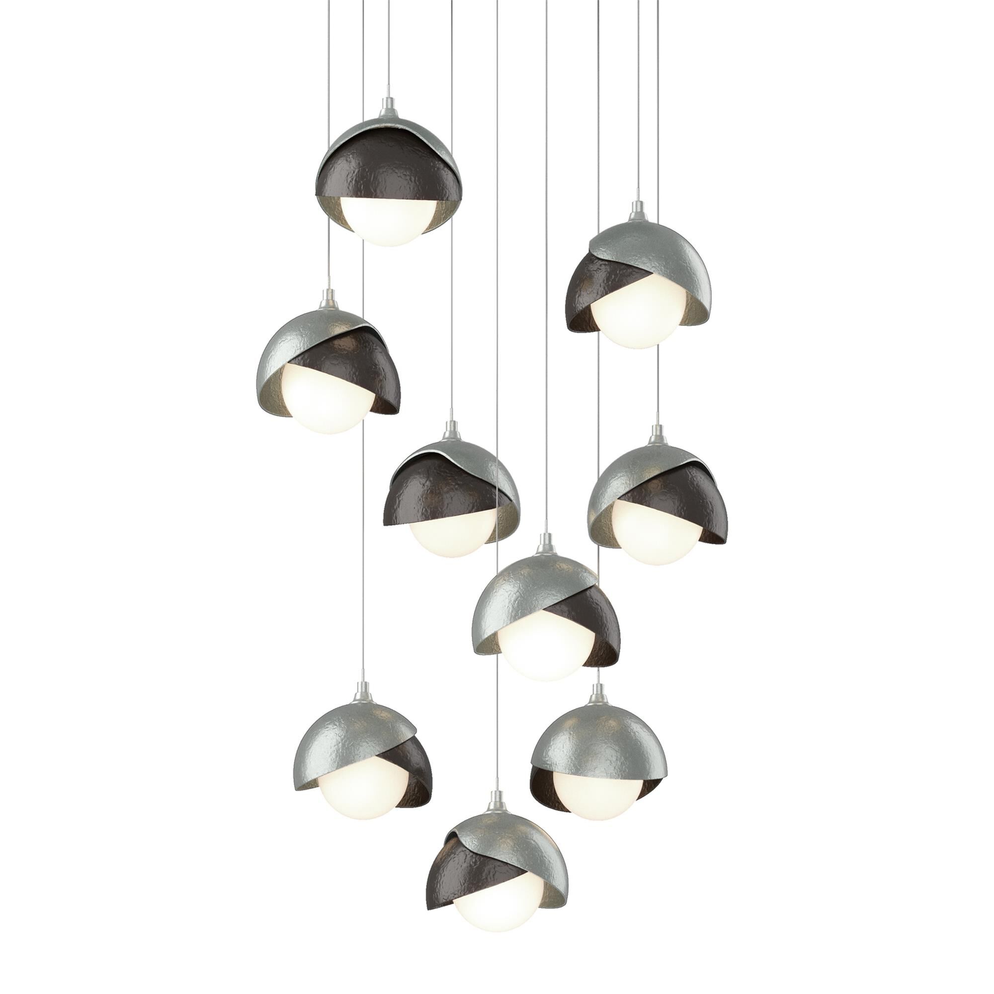 Shown in Vintage Platinum finish and Opal glass and Oil Rubbed Bronze accent