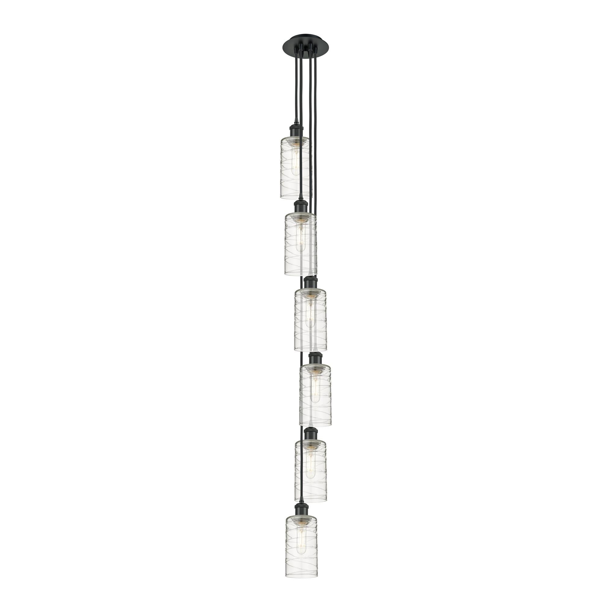 Shown in Matte Black finish and Deco Swirl shade