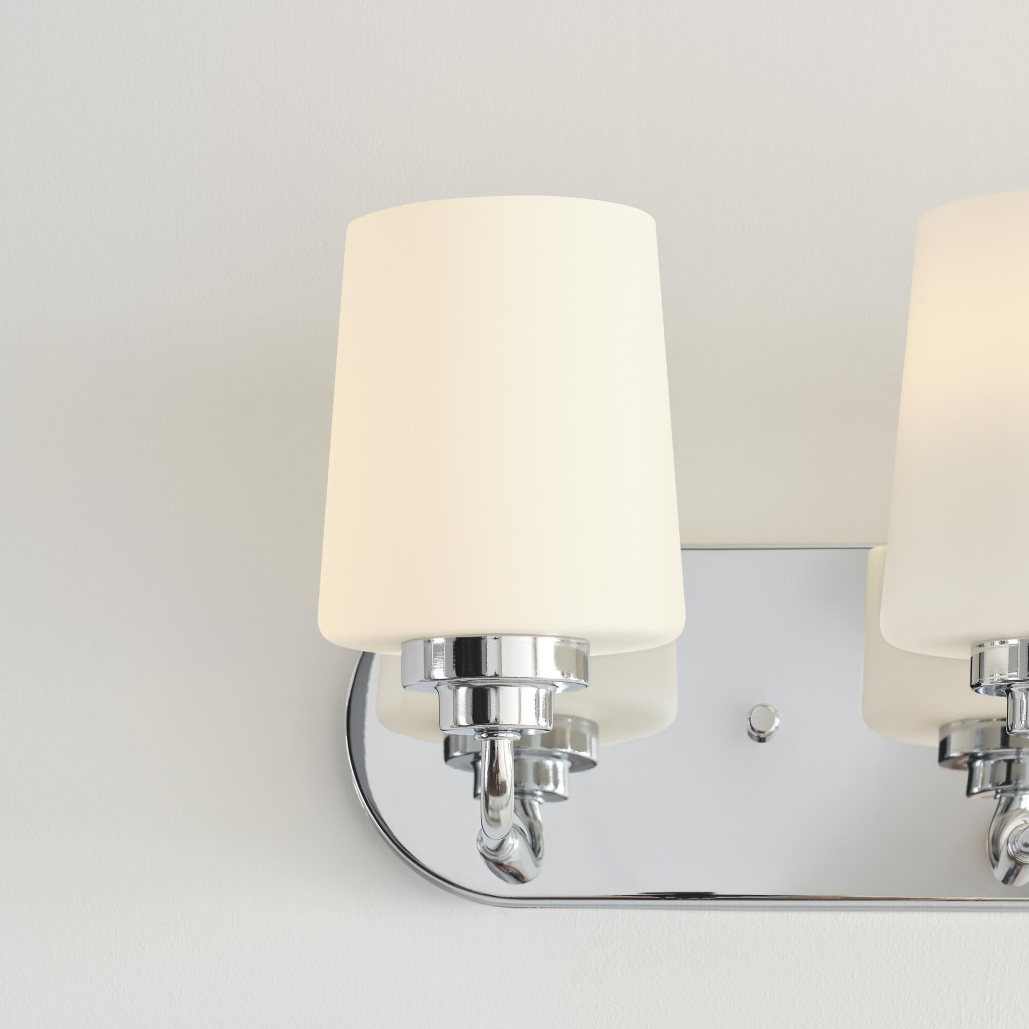 Shown in Chrome finish and Etched with White Inside glass