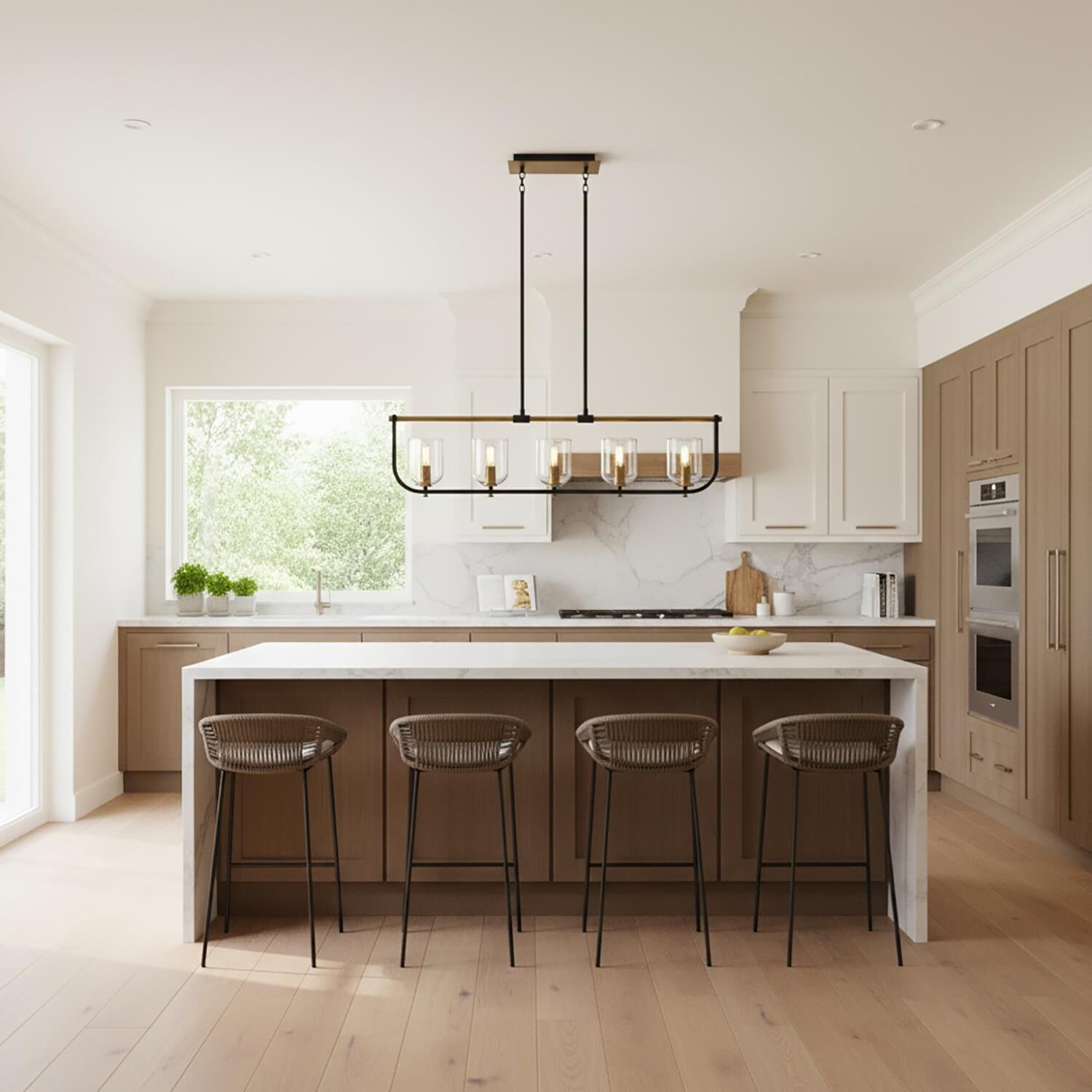 Shown in Black and Brass finish and Clear glass