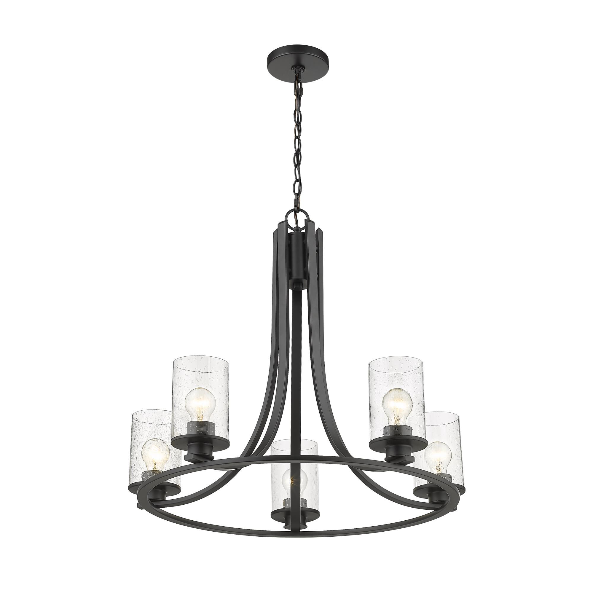 Shown in Matte Black finish and Glass shade