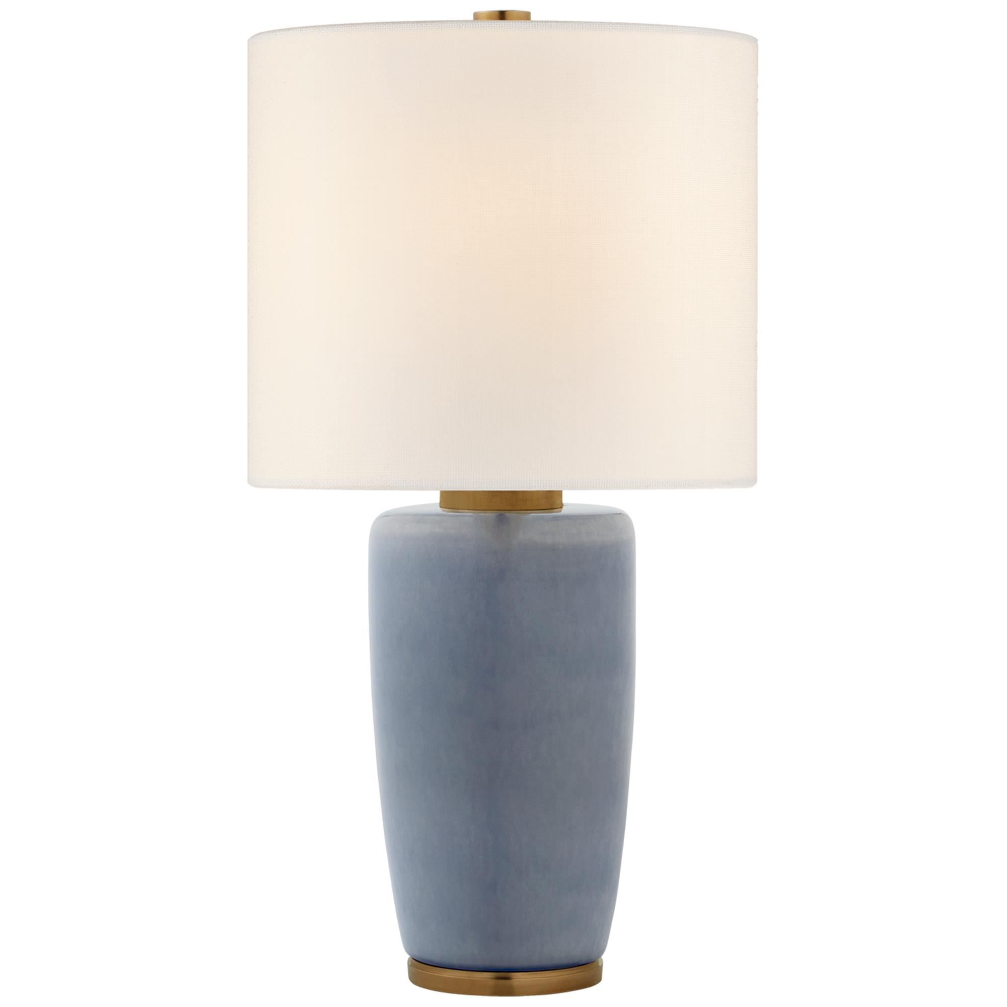 Shown in Polar Blue Crackle finish and Linen shade