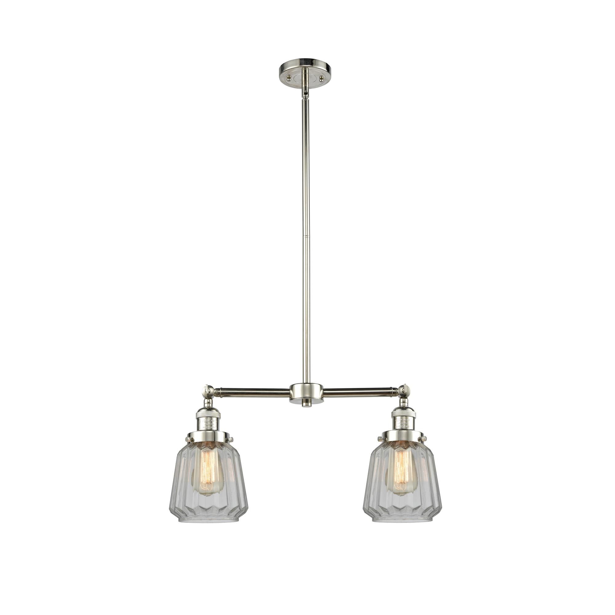 Shown in Polished Nickel finish and Clear glass