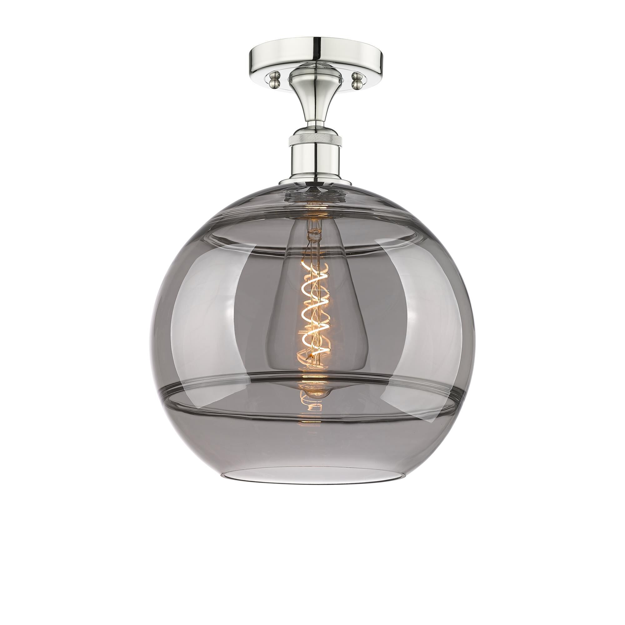 Shown in Polished Nickel finish and Light Smoke glass