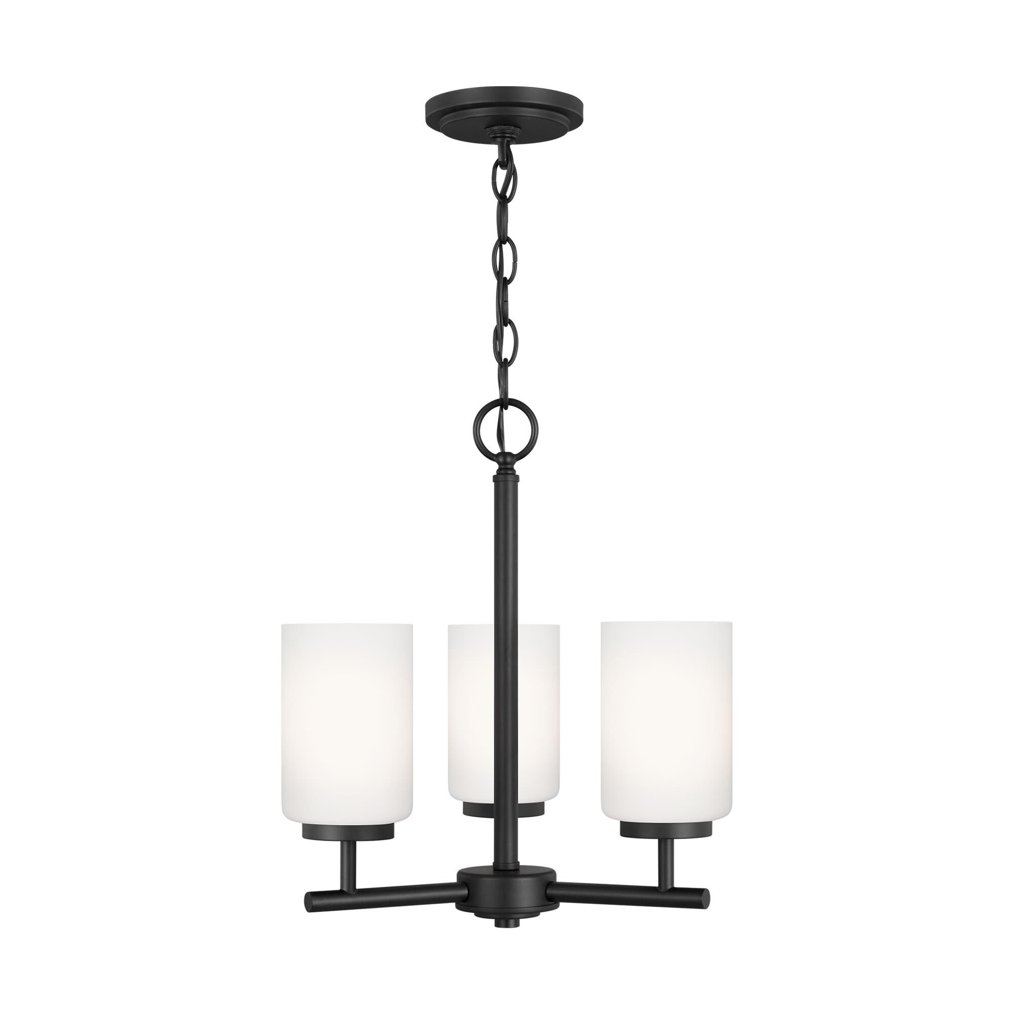 Shown in Midnight Black finish and Cased Opal Etched glass and Cased Opal Etched Glass s shade