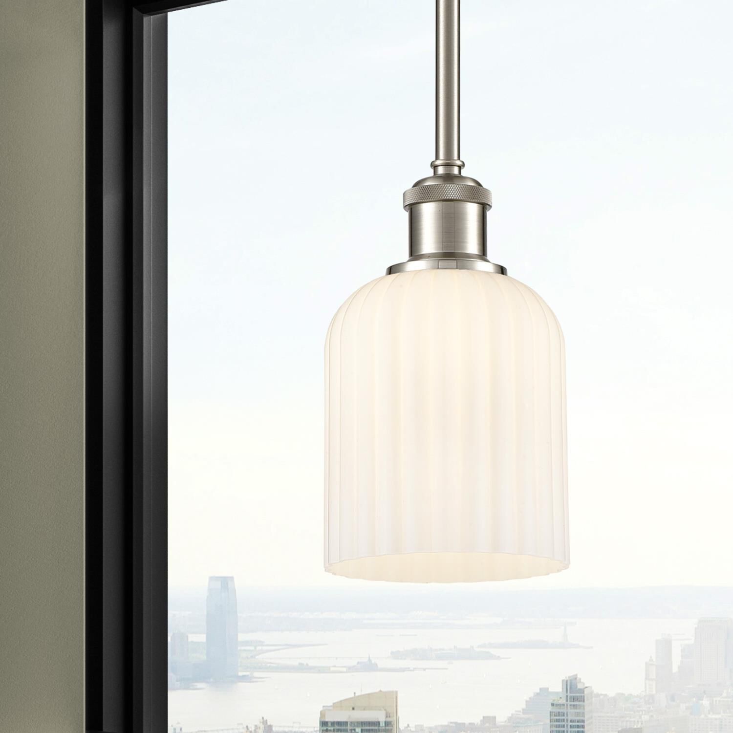 Shown in Satin Nickel finish and Gloss White glass