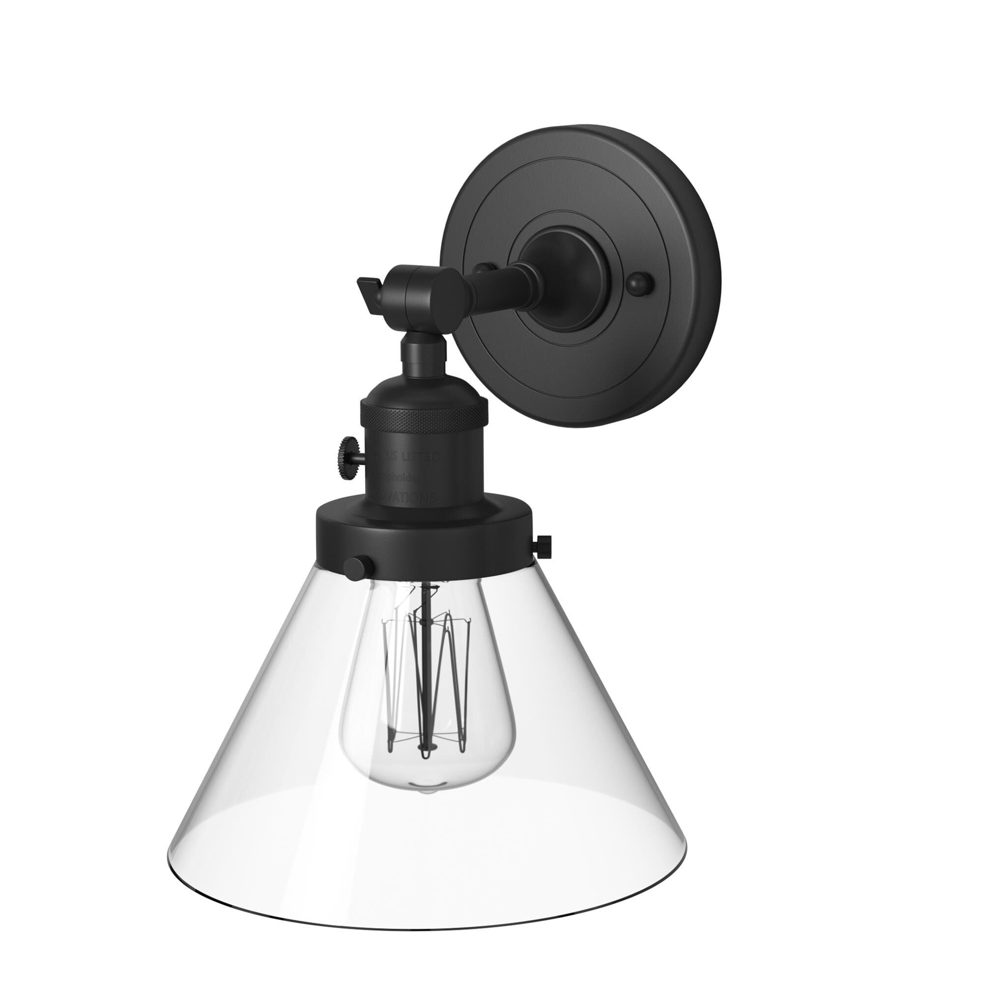 Shown in Matte Black finish and Clear glass and Brushed Satin Nickel shade and No Accent accent