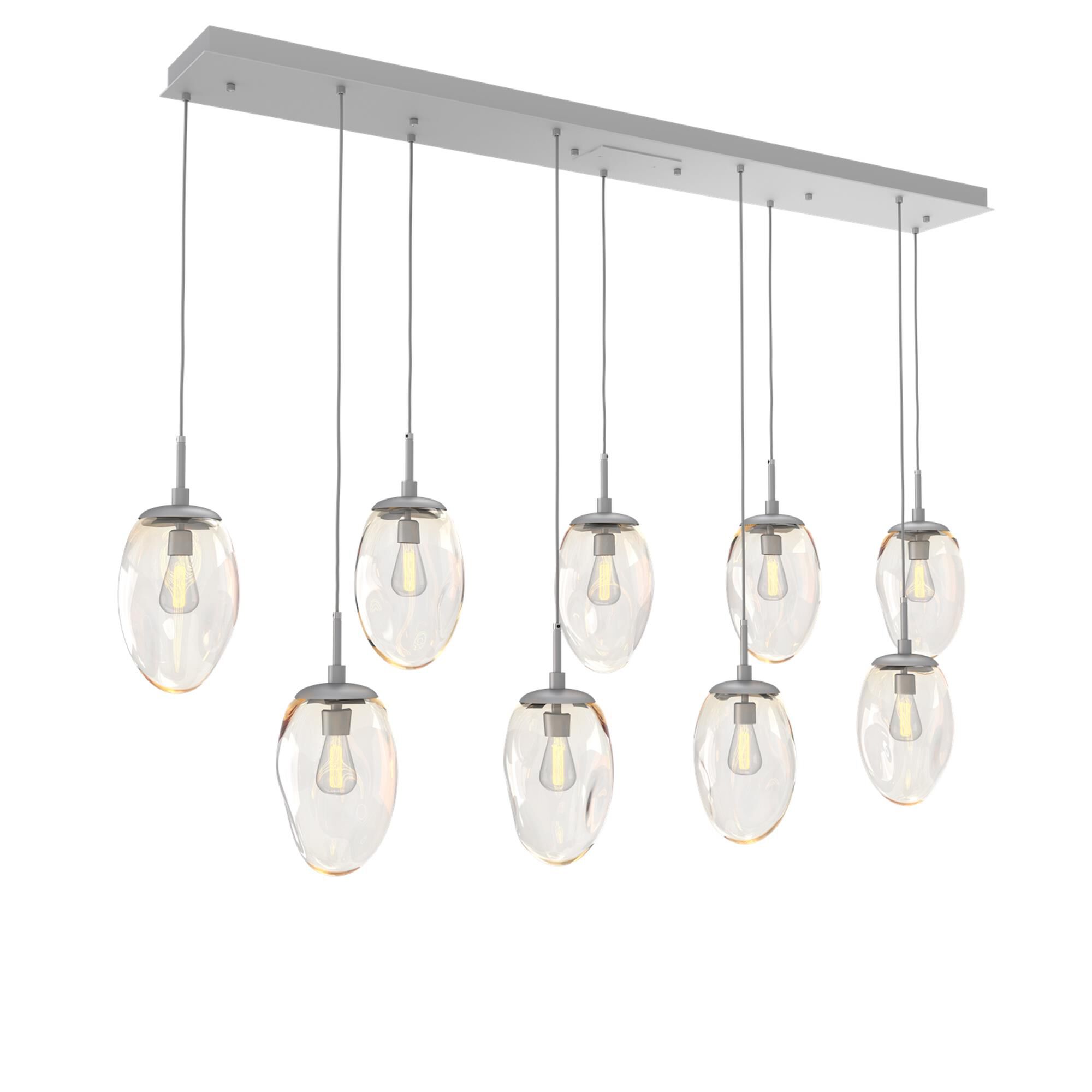 Shown in Classic Silver finish and Amber Blown glass