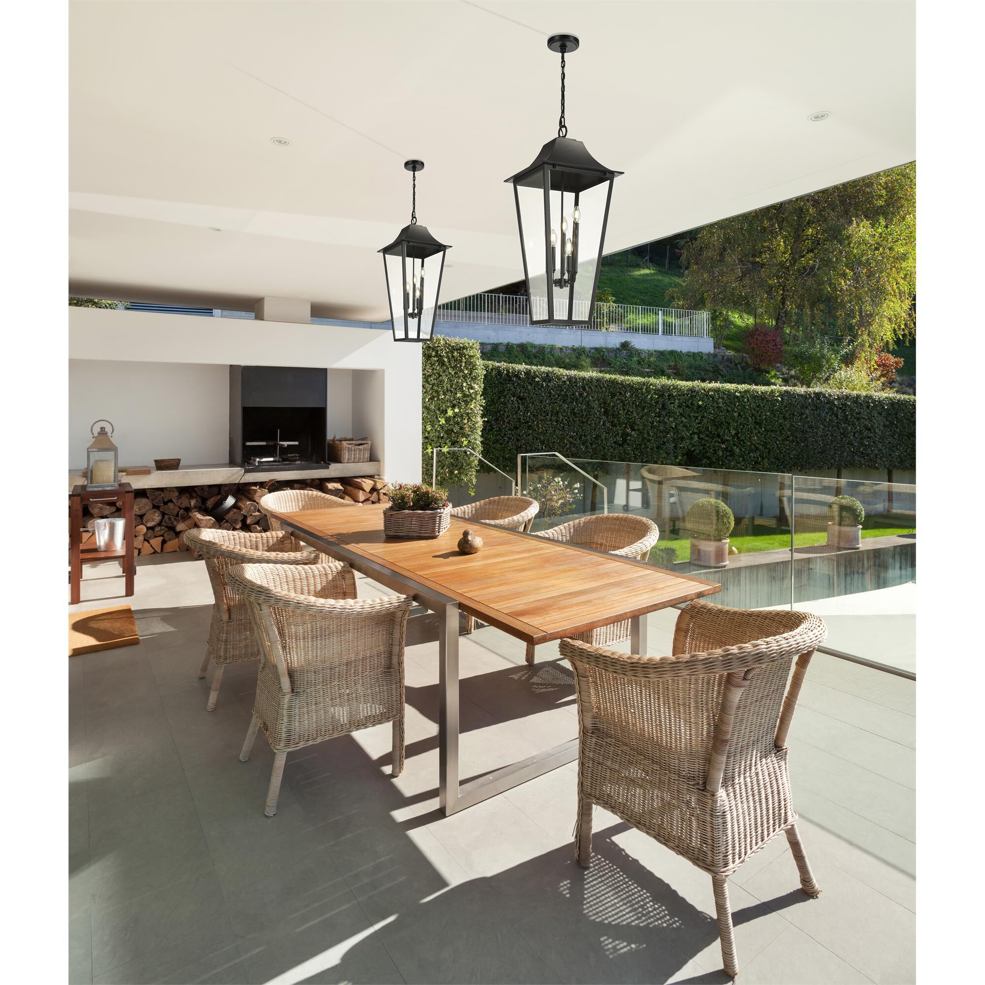 Shown in Black finish and Clear Beveled glass and Clear Beveled shade