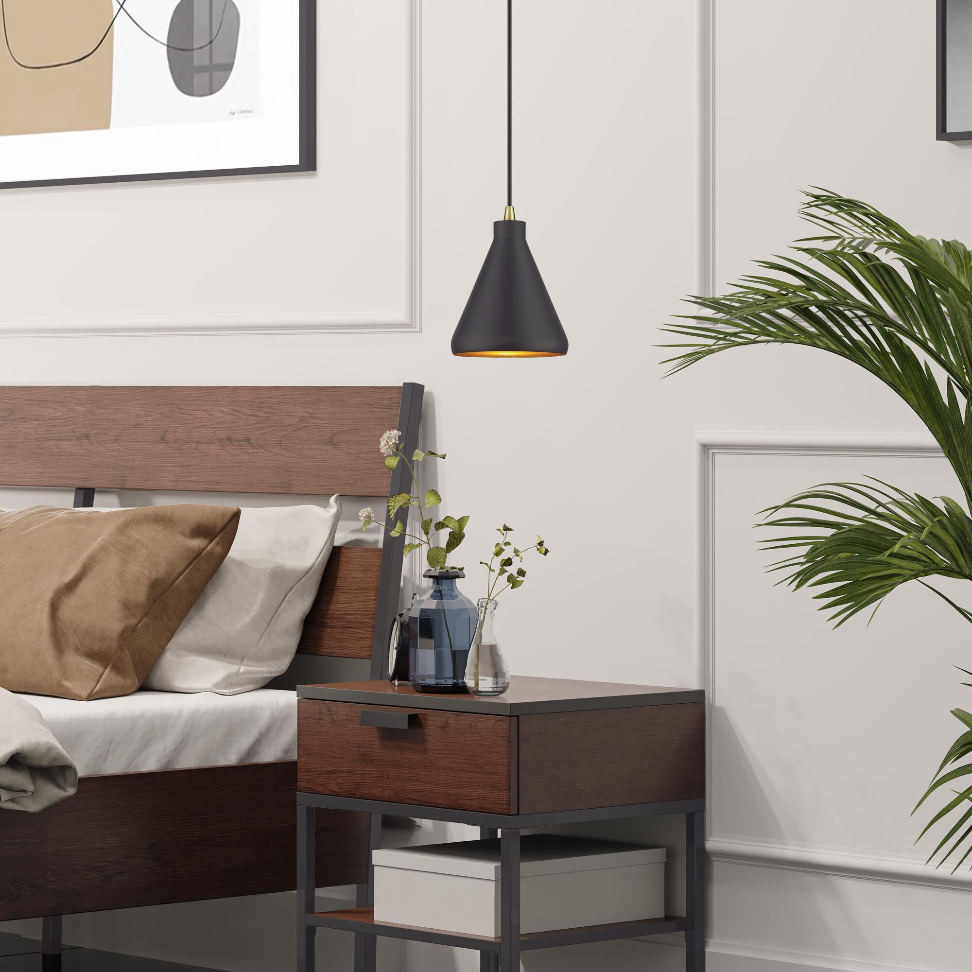 Shown in Bronze with Antique Brass Accents finish and Bronze Aluminum with Gold Inside shade