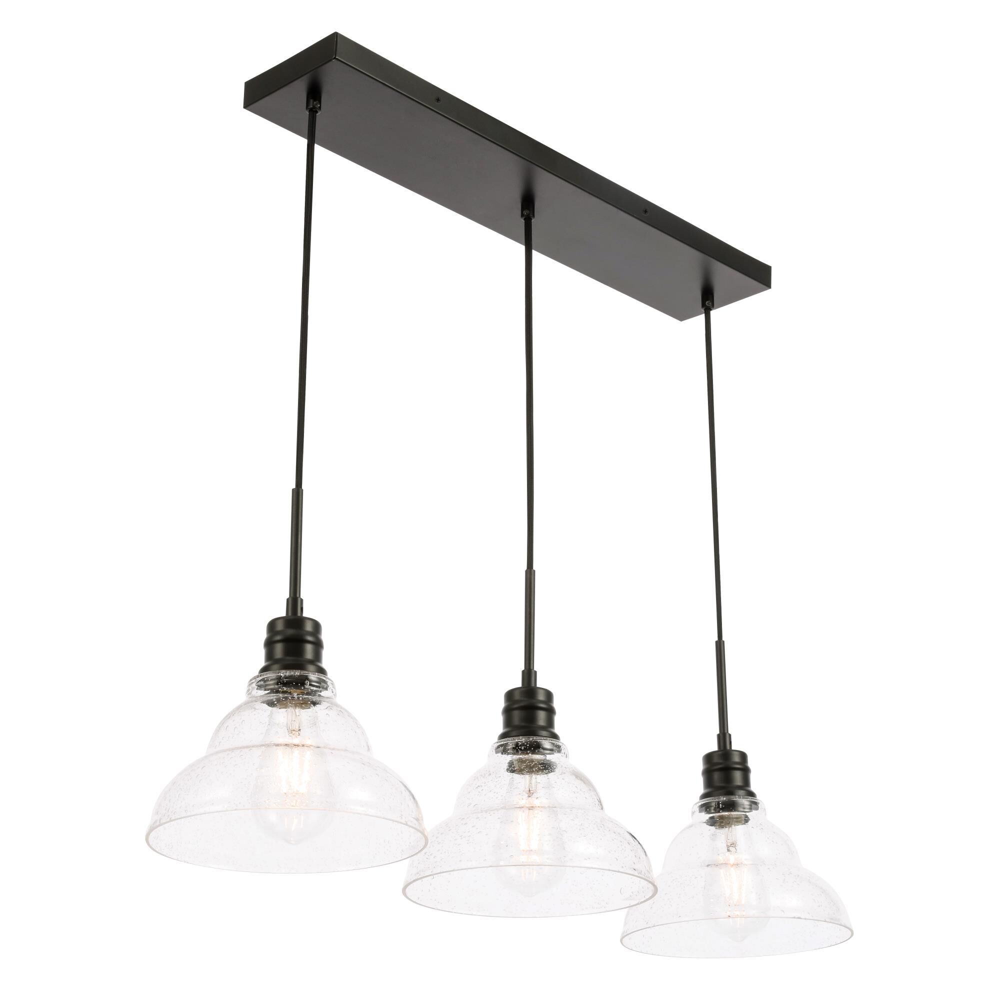 Shown in Black finish and Clear Bubble  glass