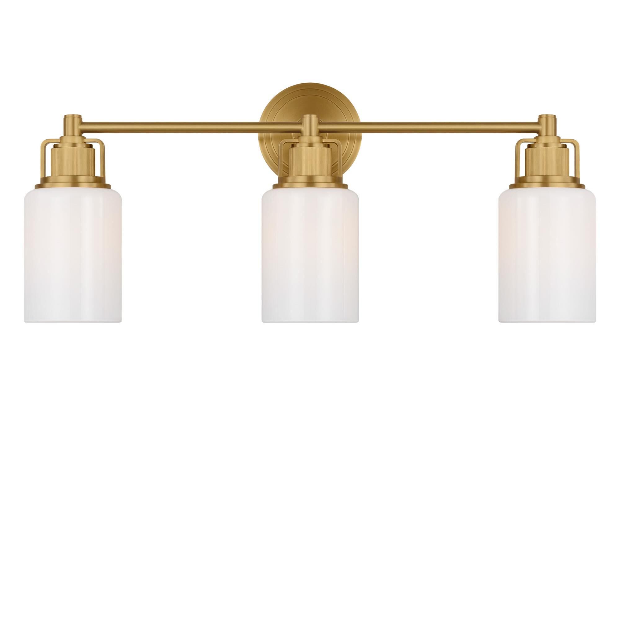 Shown in Burnished Brass finish and Milk glass