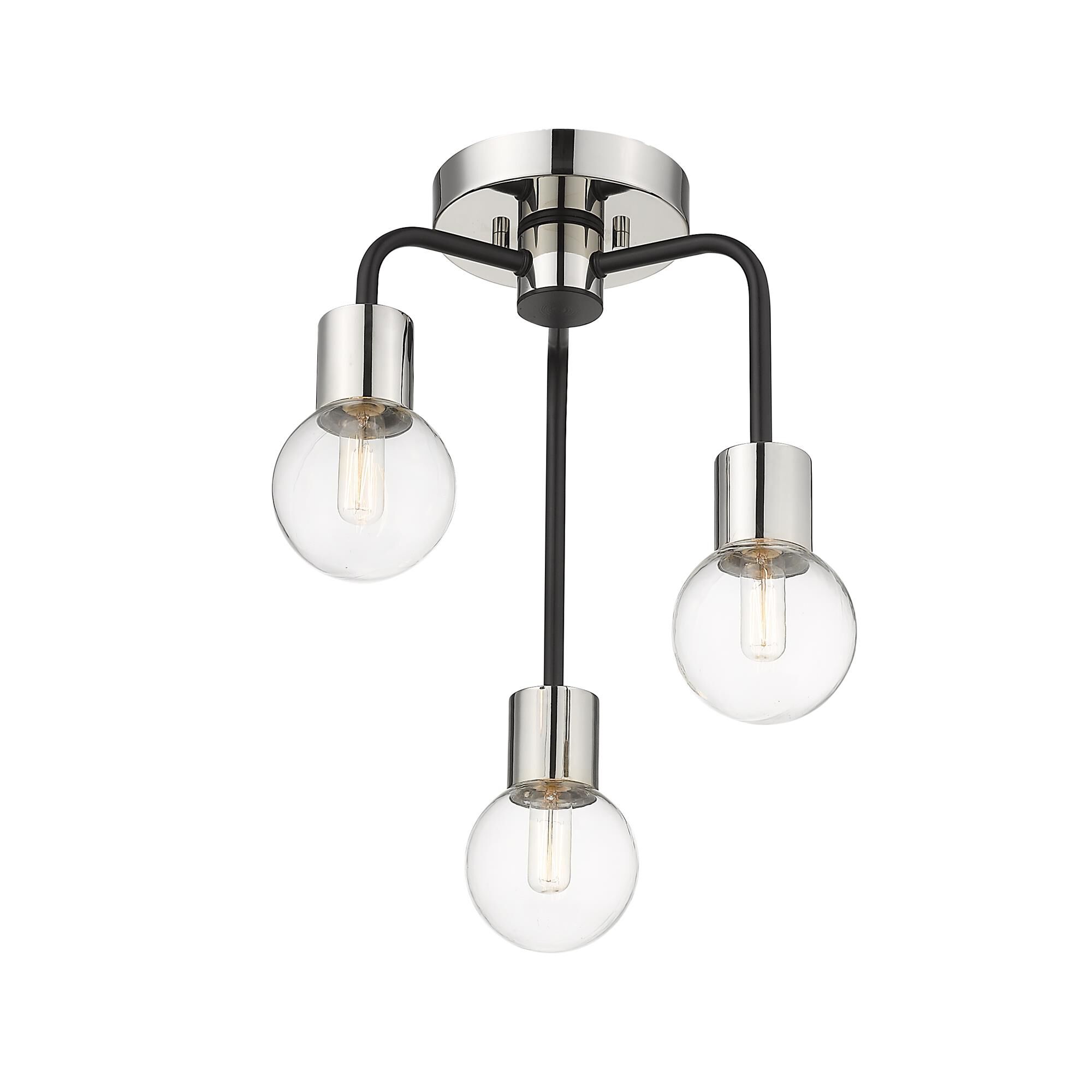 Shown in Matte Black + Polished Nickel finish and Glass shade