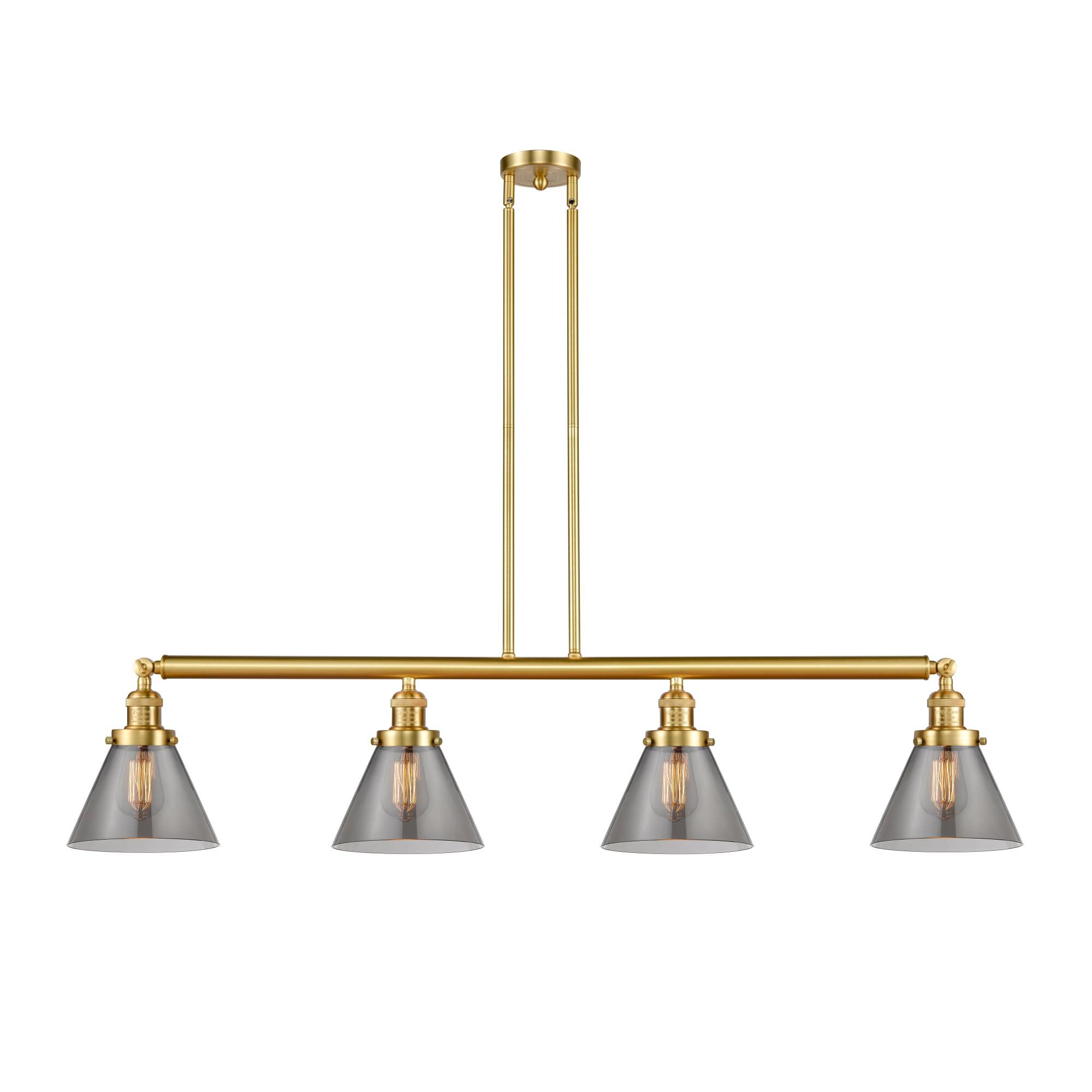 Shown in Satin Gold finish and Plated Smoke Large Cone glass