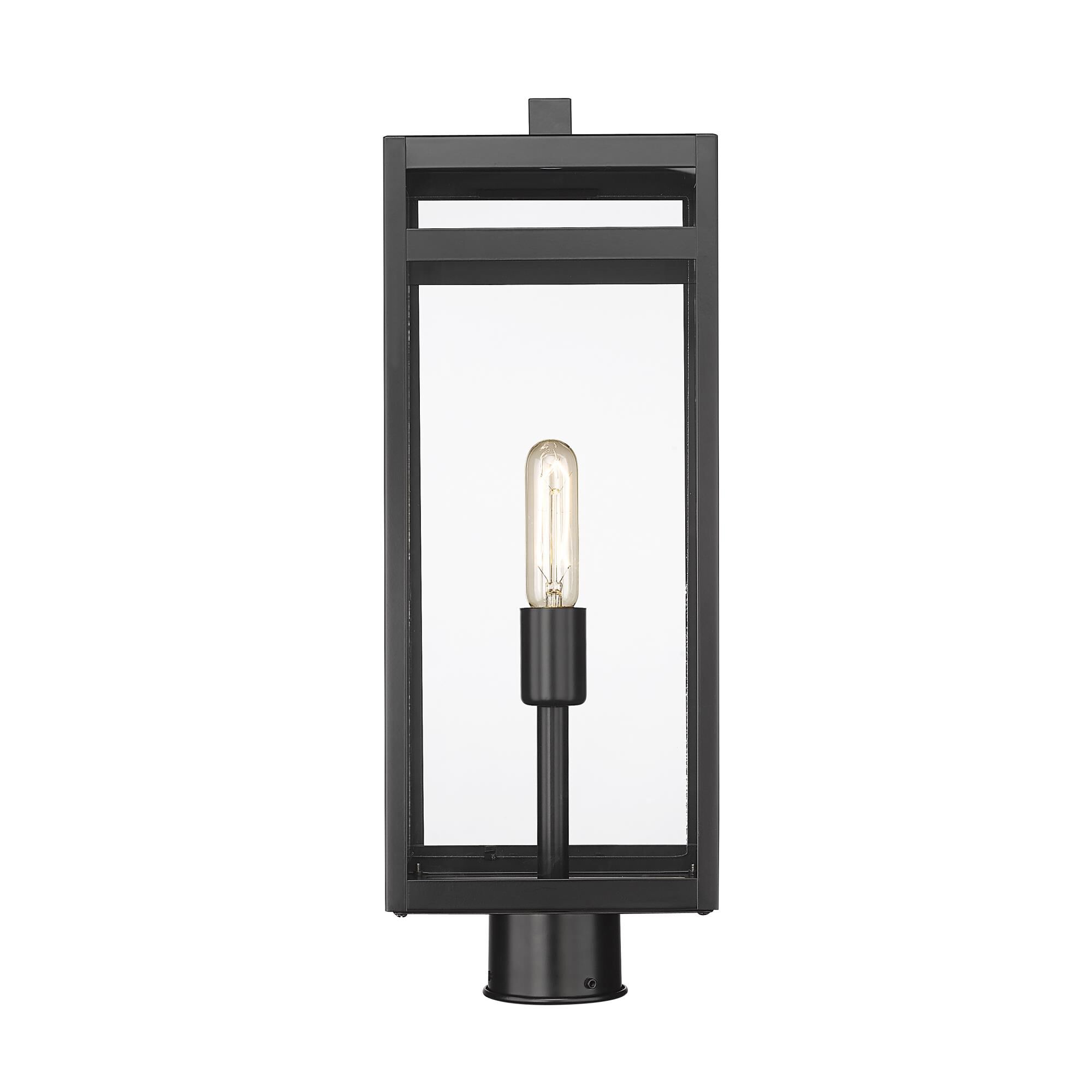 Shown in Black finish and Glass shade