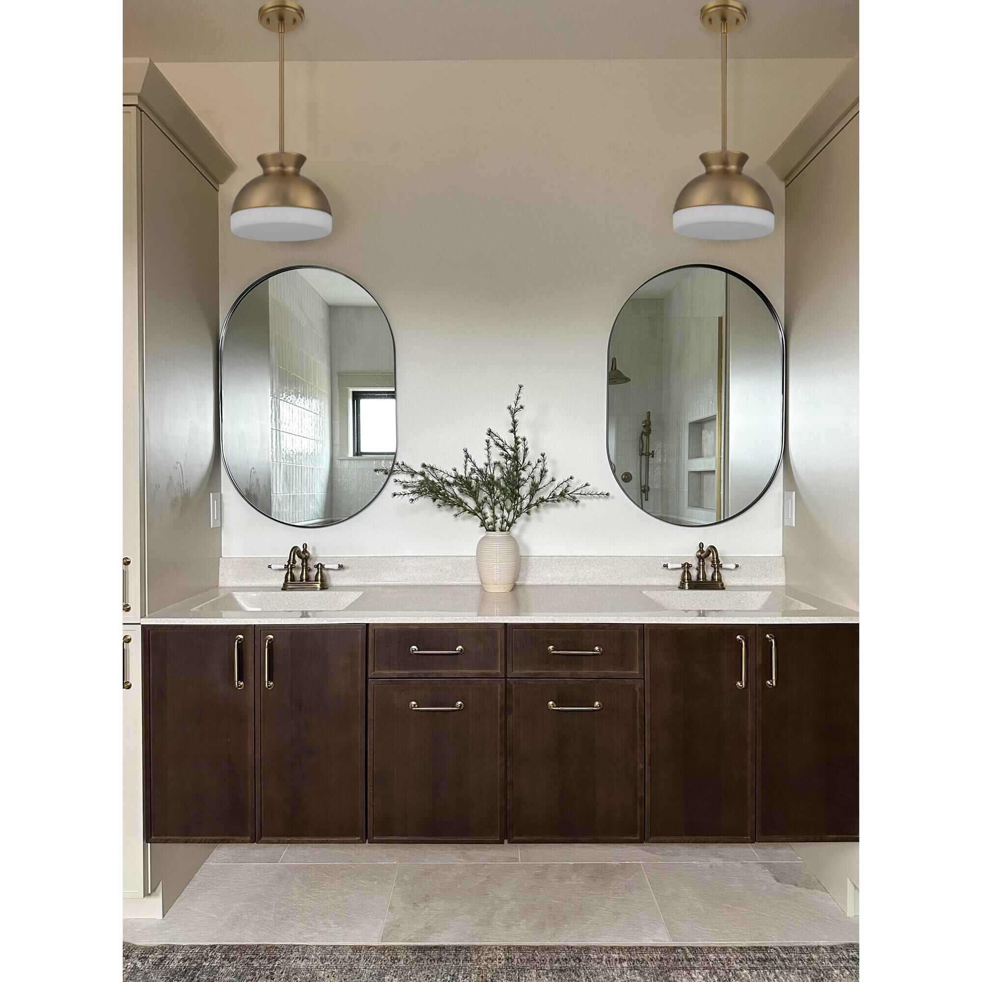 Shown in Vibrant Gold finish and White glass