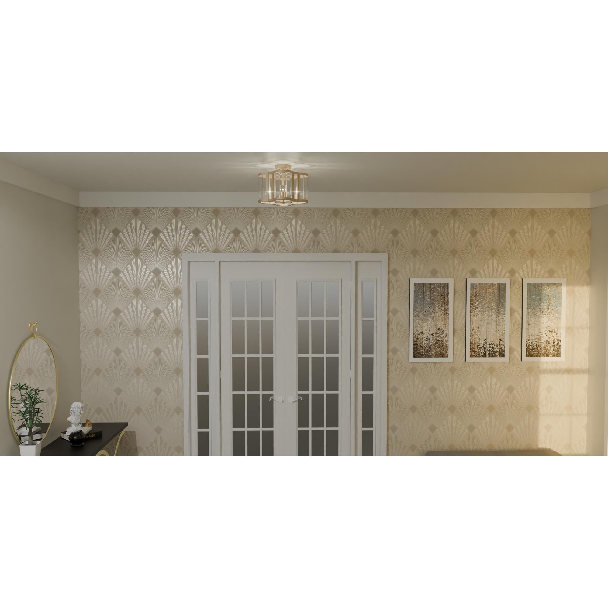 Shown in Bronze Gold finish and Clear Beveled glass