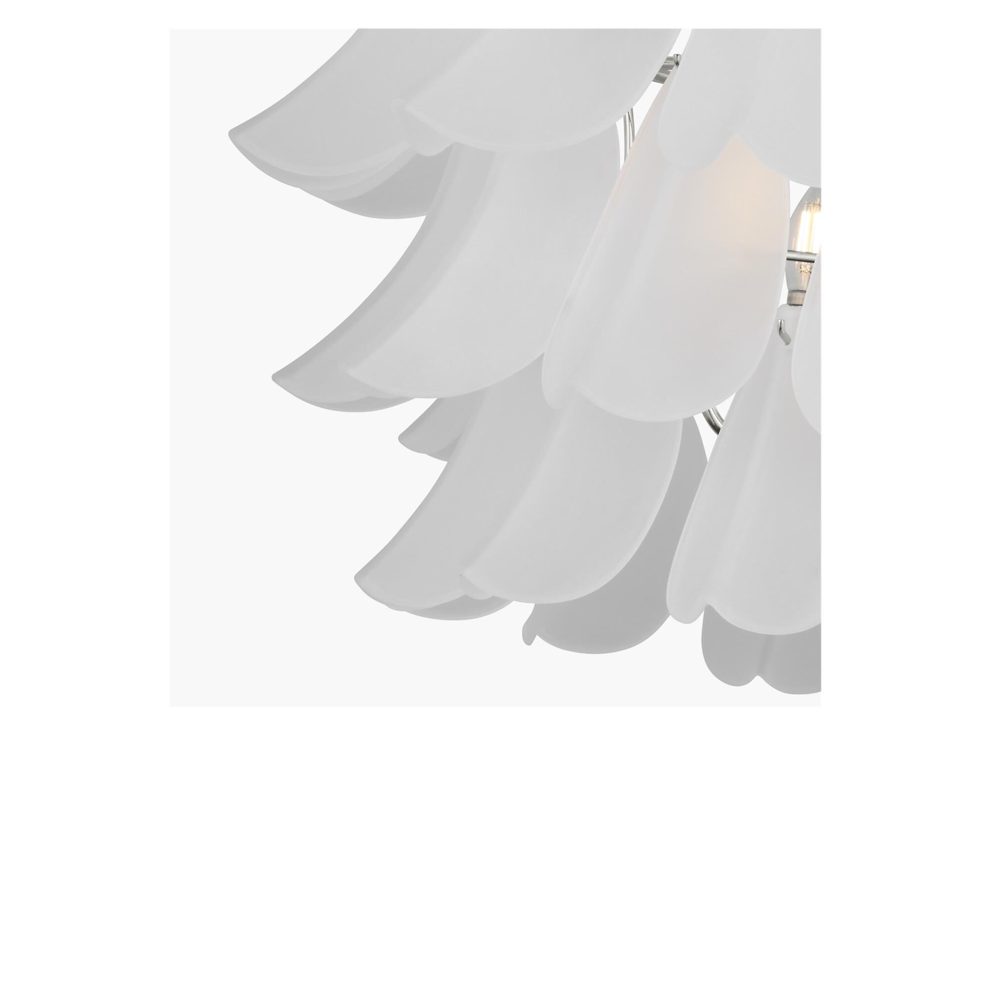 Shown in Polished Nickel finish and Etched glass