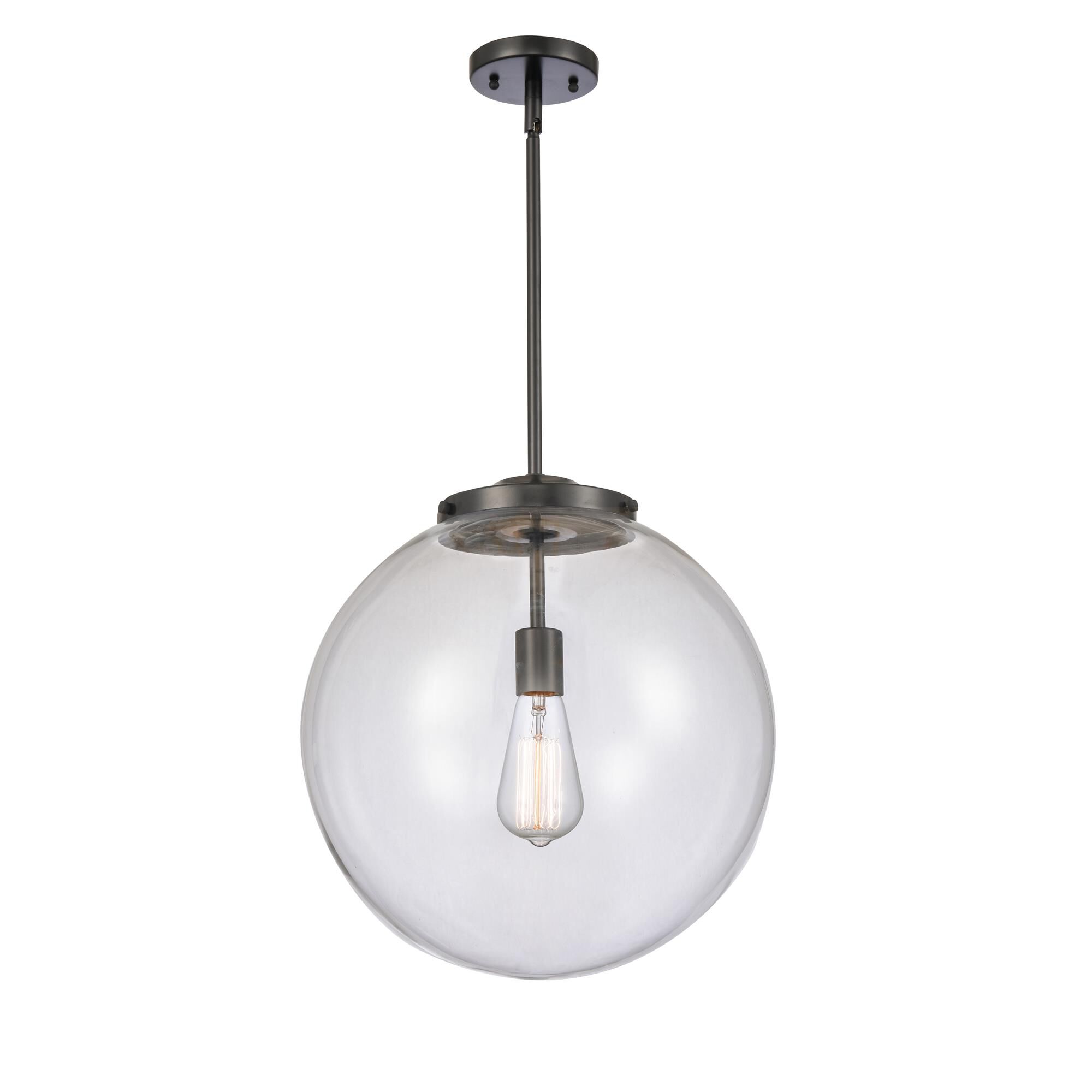 Shown in Matte Black finish and Clear Beacon glass
