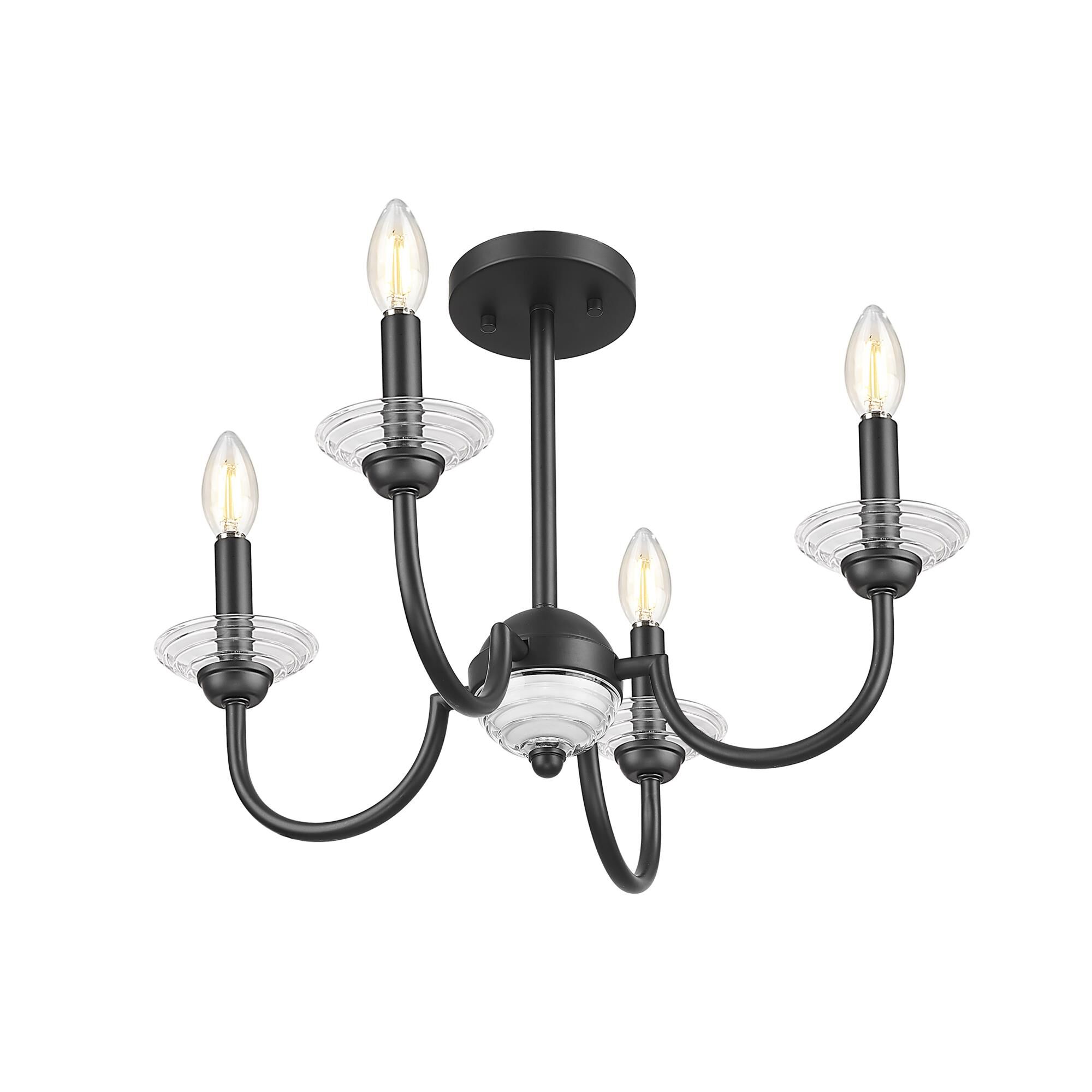 Shown in Matte Black finish and Clear Ribbed glass and Clear Ribbed shade