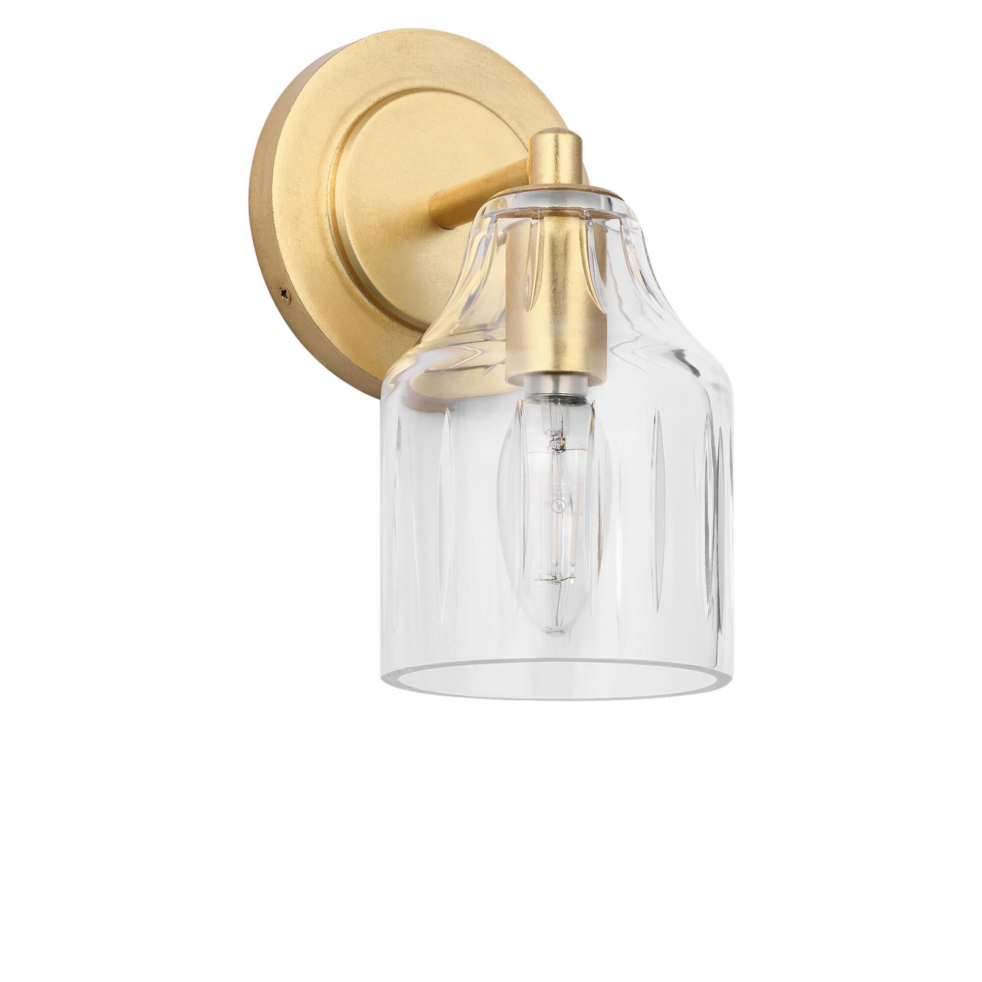 Shown in Gild finish and Hand Cut Clear glass