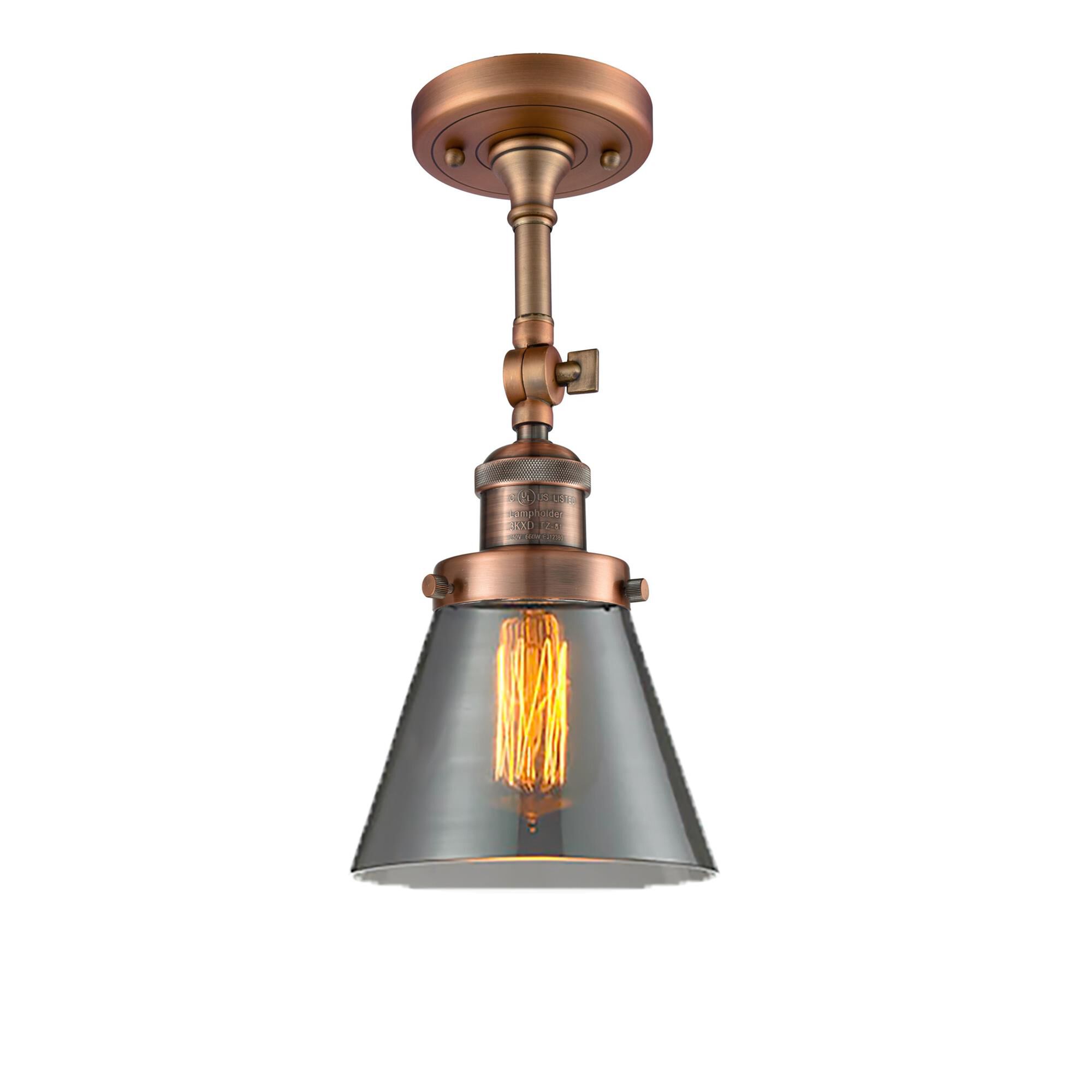 Shown in Antique Copper finish and Smoked glass and None accent