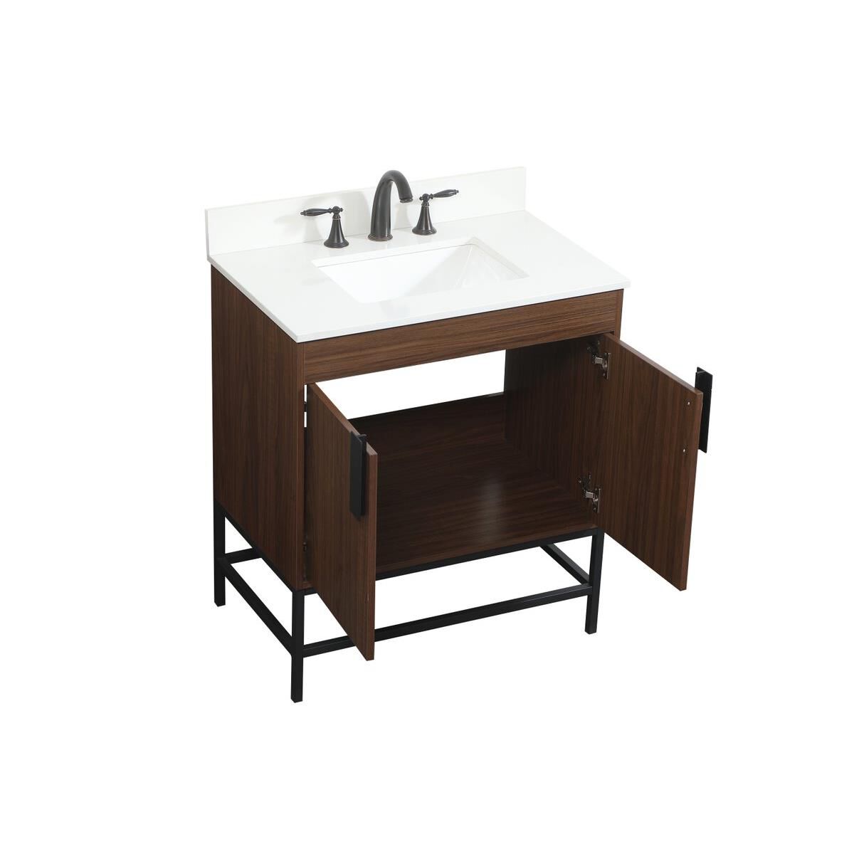 Shown in Walnut finish and With Backsplash accent