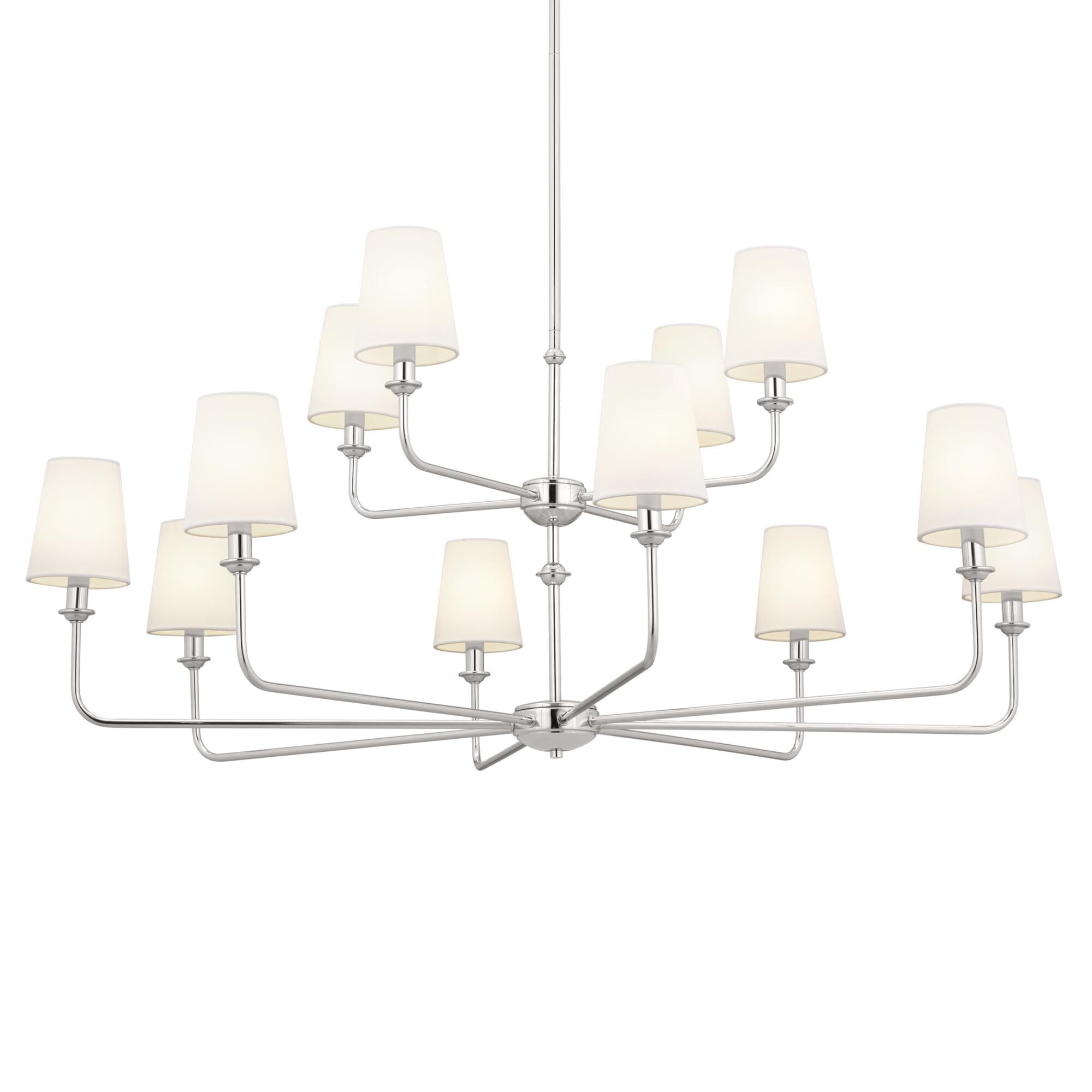 Shown in Polished Nickel finish and Fabric and Bell shade