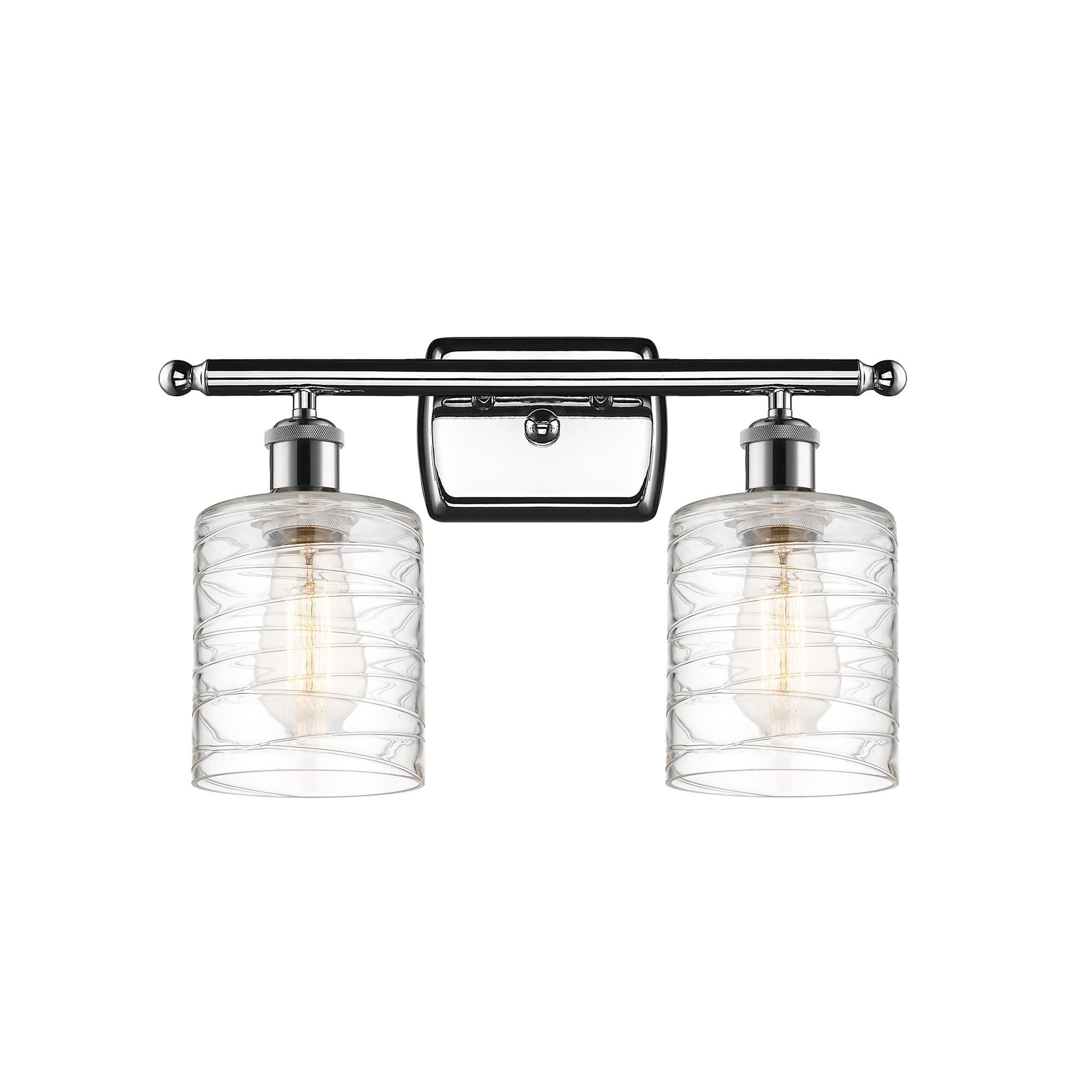 Shown in Polished Chrome finish and Deco Swirl Cobbleskill glass