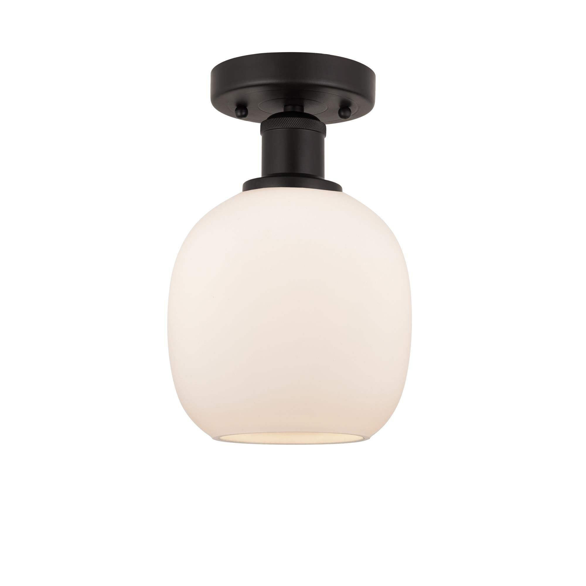 Shown in Oil Rubbed Bronze finish and Matte White glass