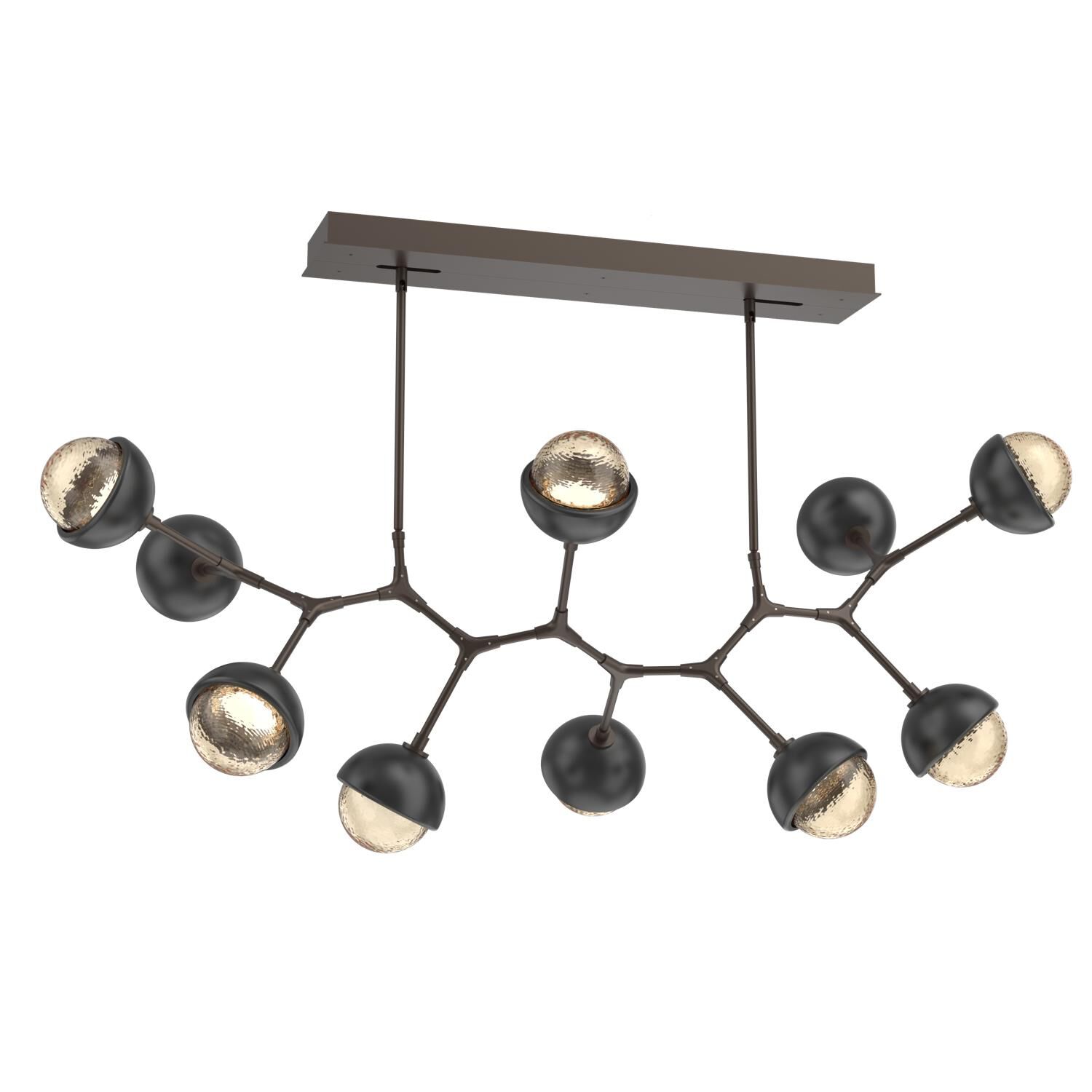 Shown in Flat Bronze finish and Amber glass and Matte Black accent