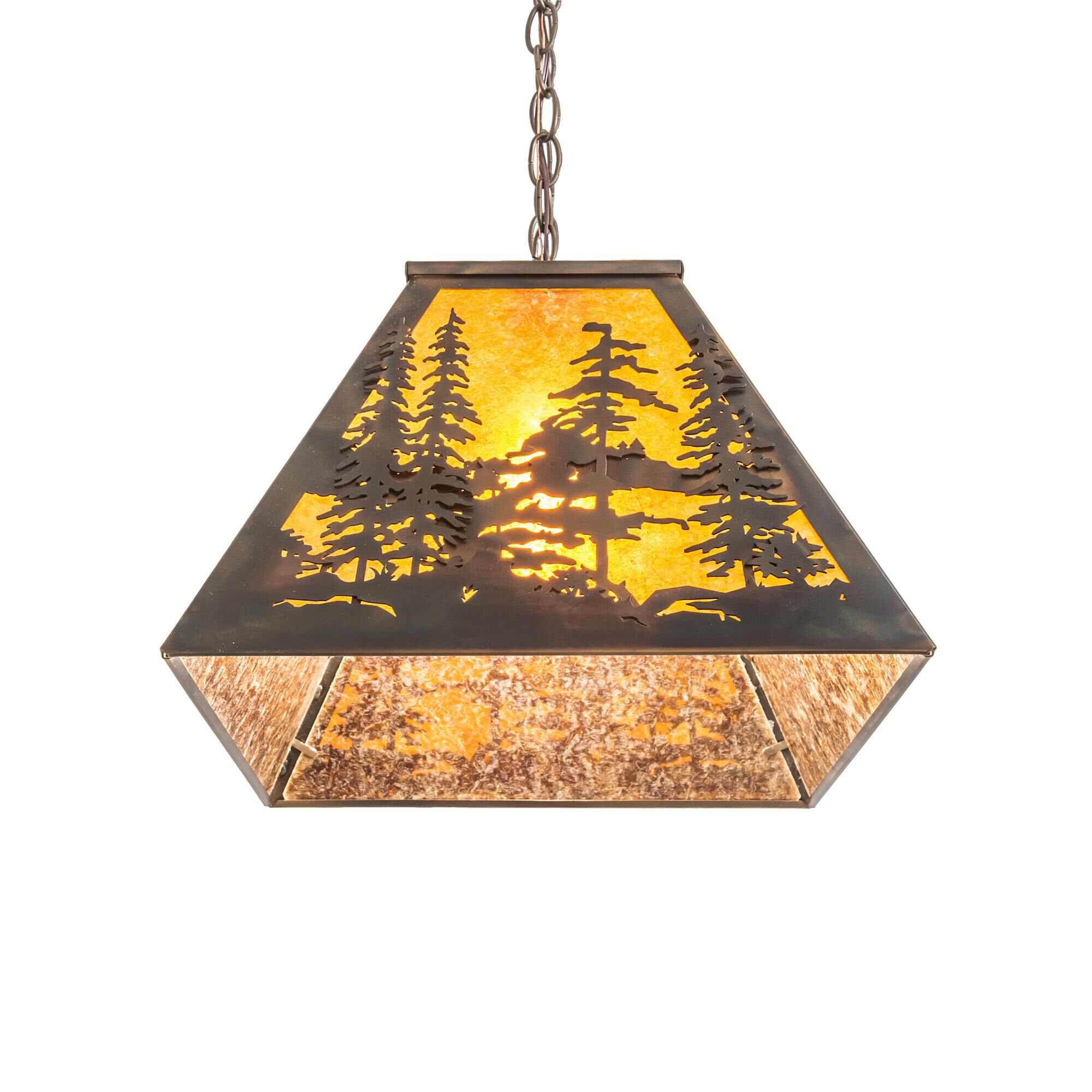 Shown in Antique Copper Finish;Burnished finish and Amber Mica glass