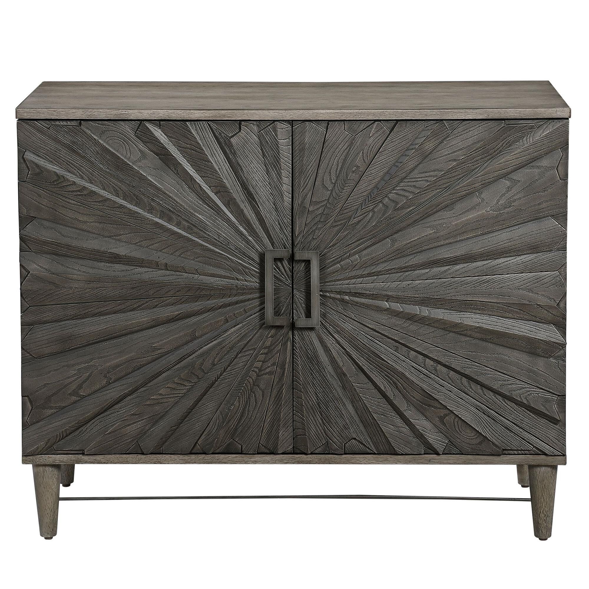 Shown in Inspired By Global Bohemian Style, This Two Door Cabinet Features A Striking 3-Dimensional Starburst finish