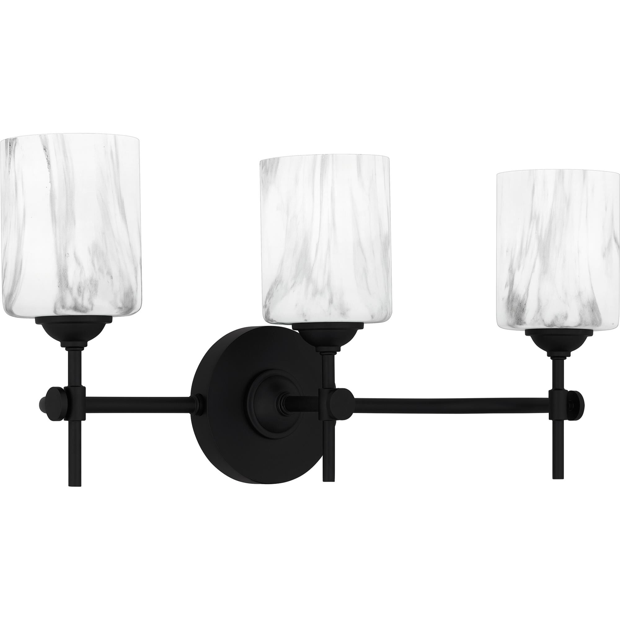 Shown in Matte Black finish and Marble Glass shade