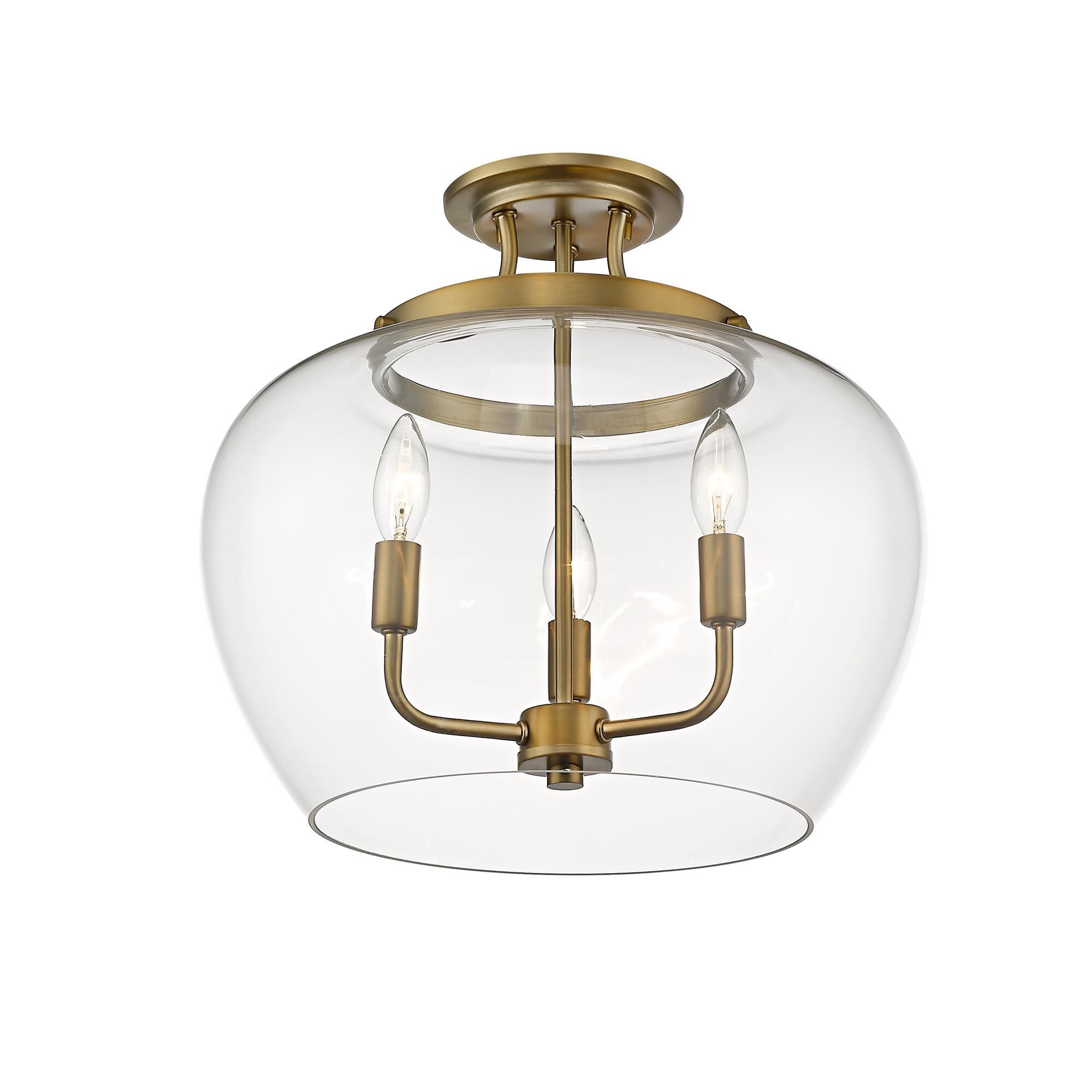 Shown in Olde Brass finish and Glass shade
