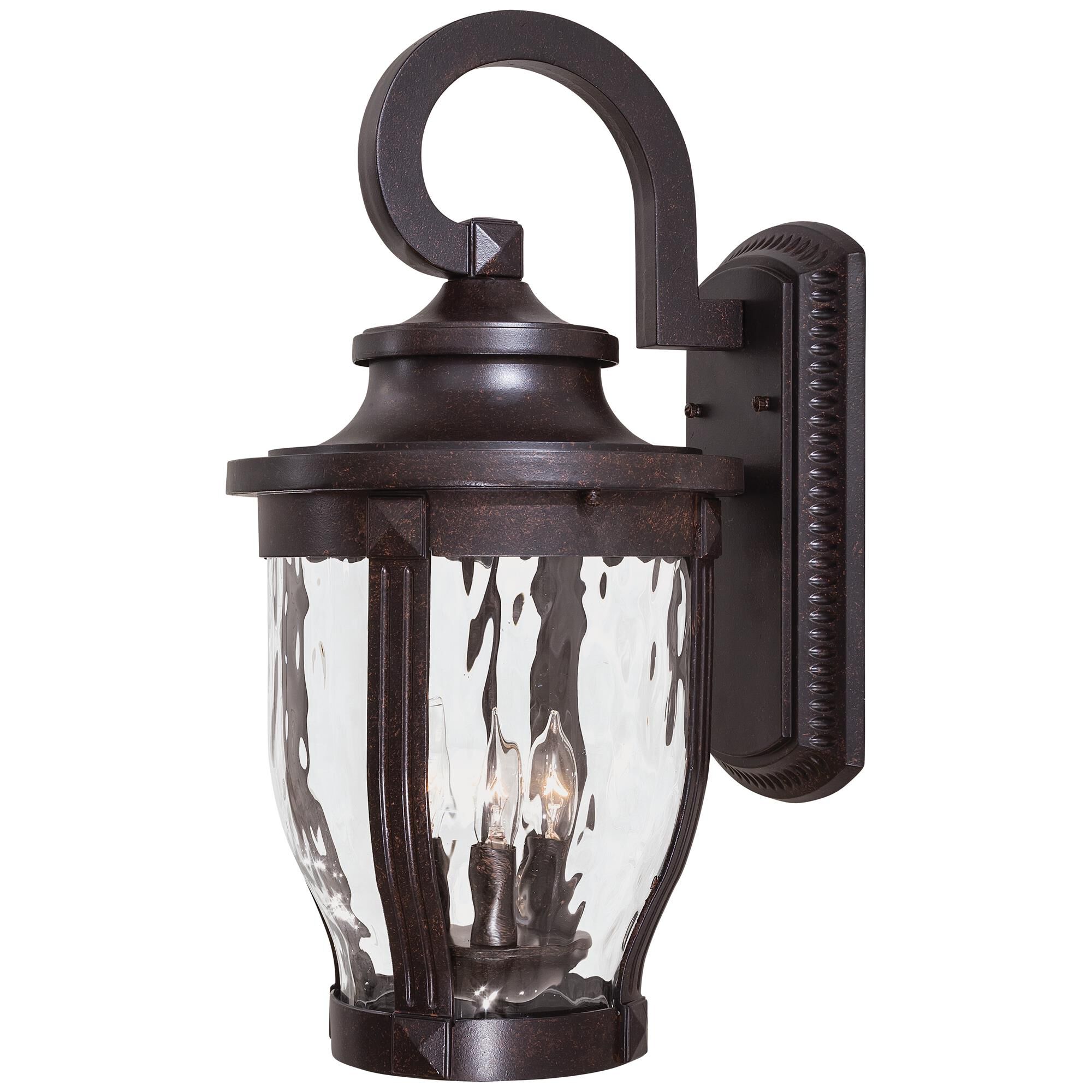 Shown in Corona Bronze finish and Clear glass and Hammered Glass shade