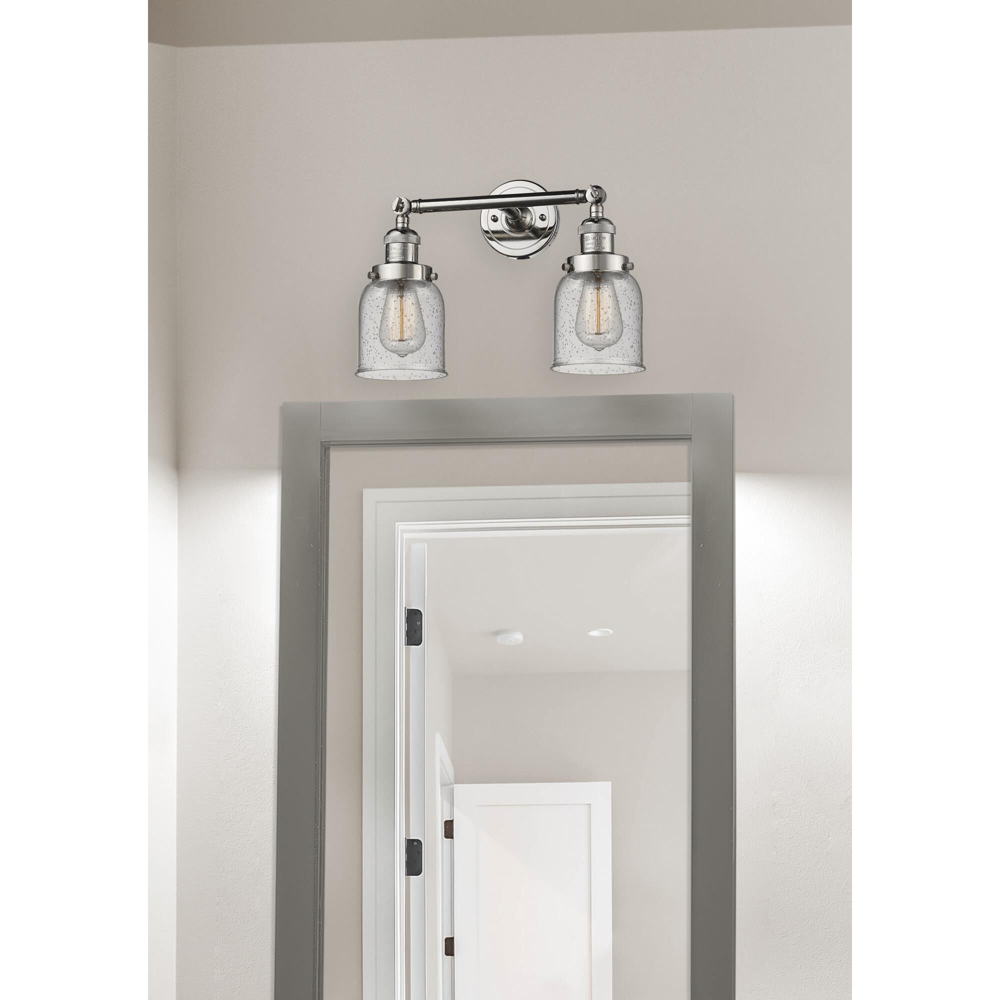 Shown in Polished Nickel finish and Seedy glass