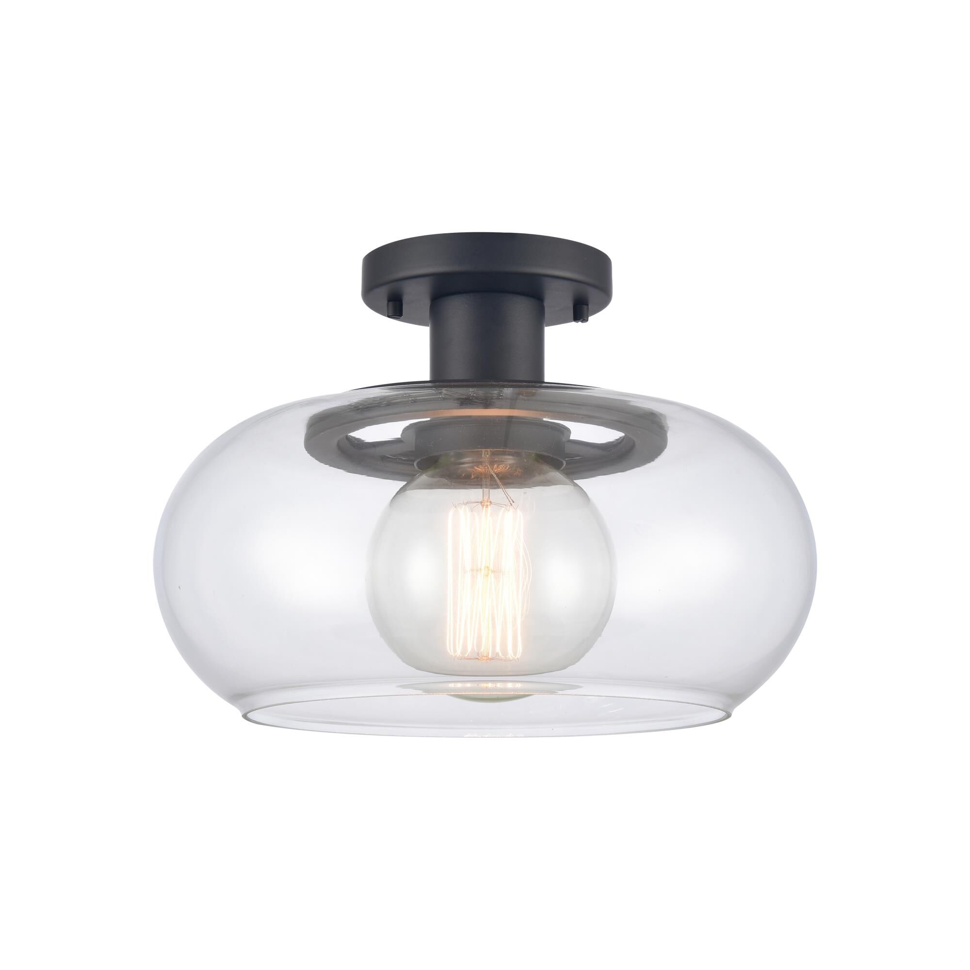 Shown in Matte Black finish and Clear Handblown  Shade glass and Clear Handblown Glass shade