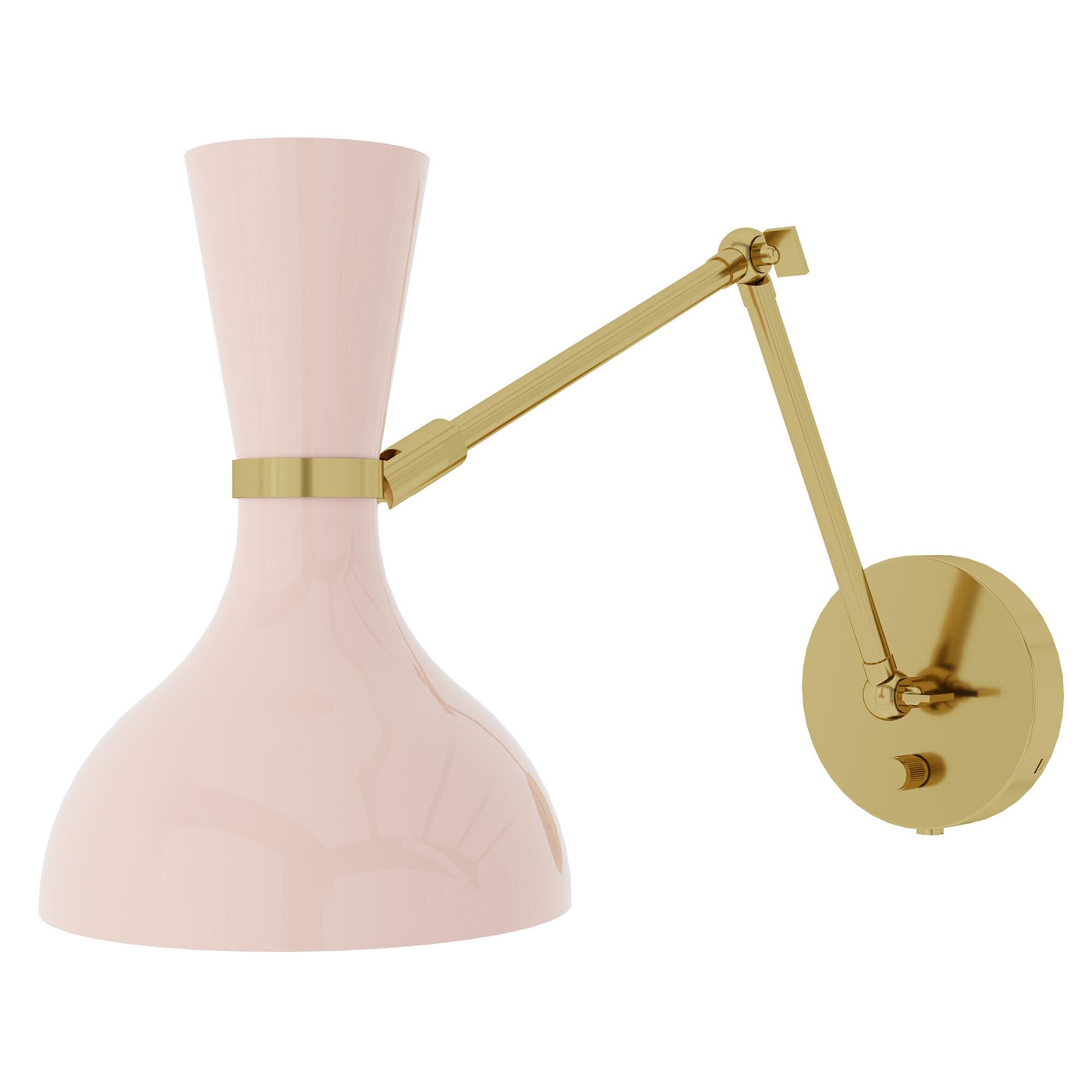 Shown in Modern Brass finish and Rose Water shade