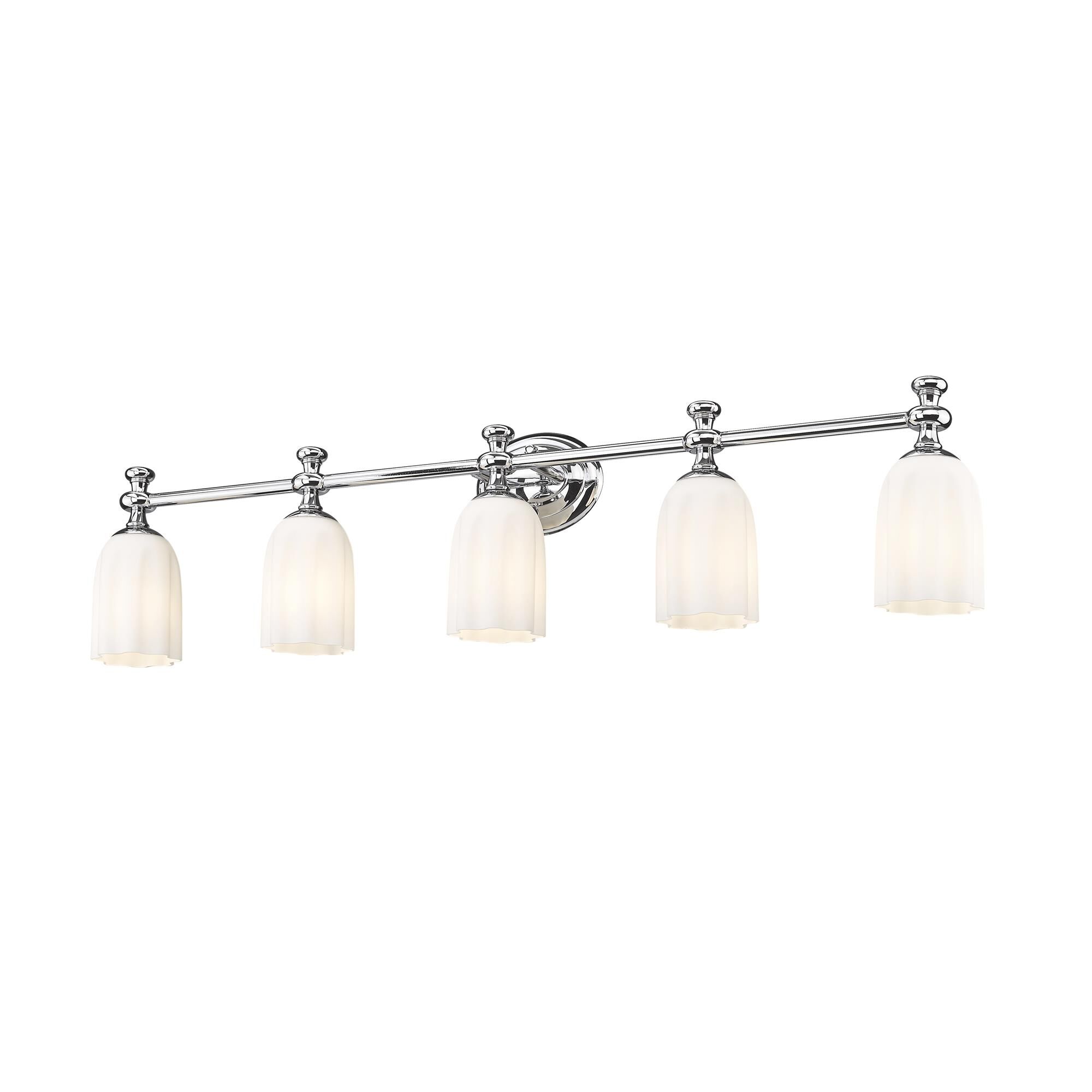 Shown in Chrome finish and Opal Etched glass and Opal Etched shade
