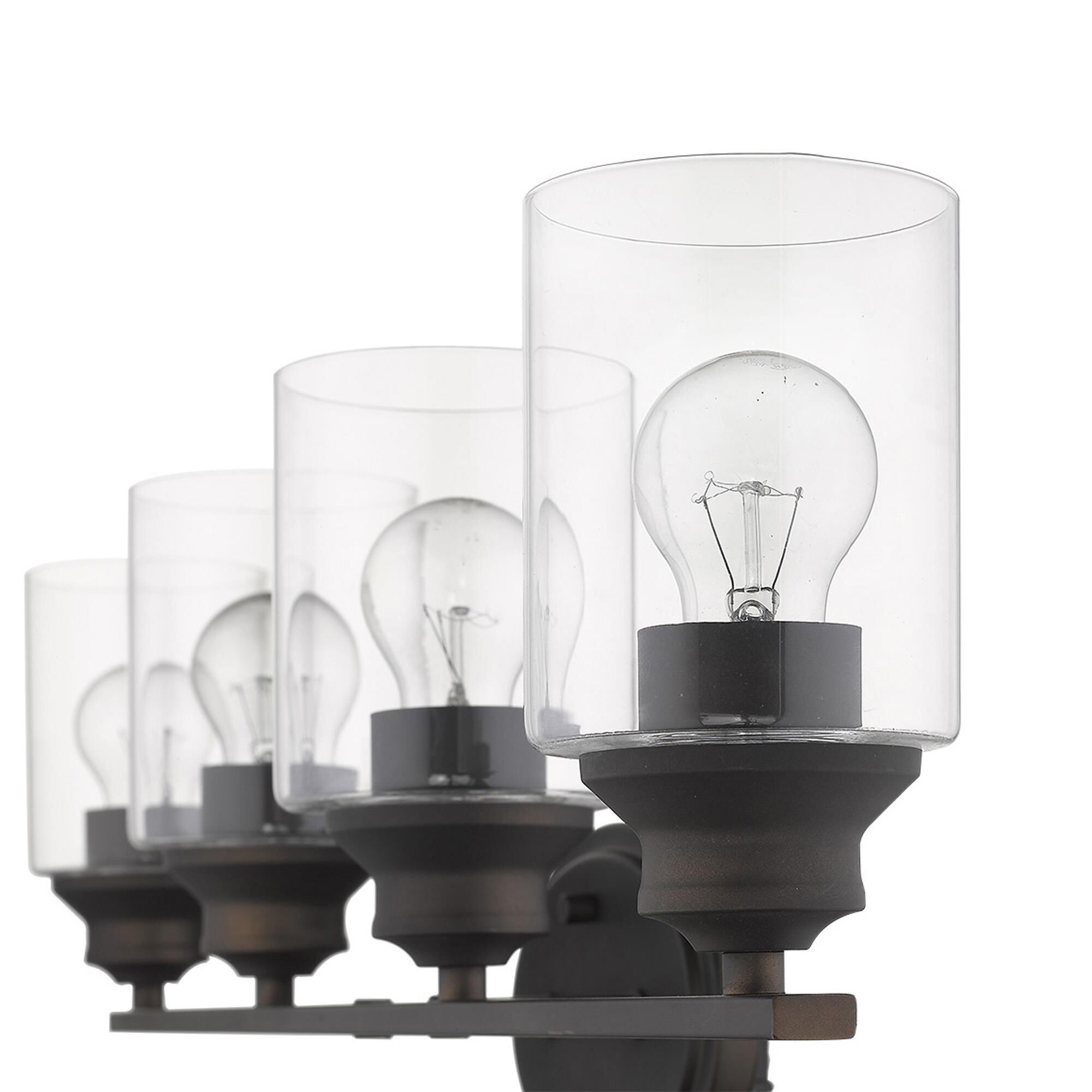 Shown in Oil-Rubbed Bronze finish and Clear glass and Clear, Cylindrical Glass s shade