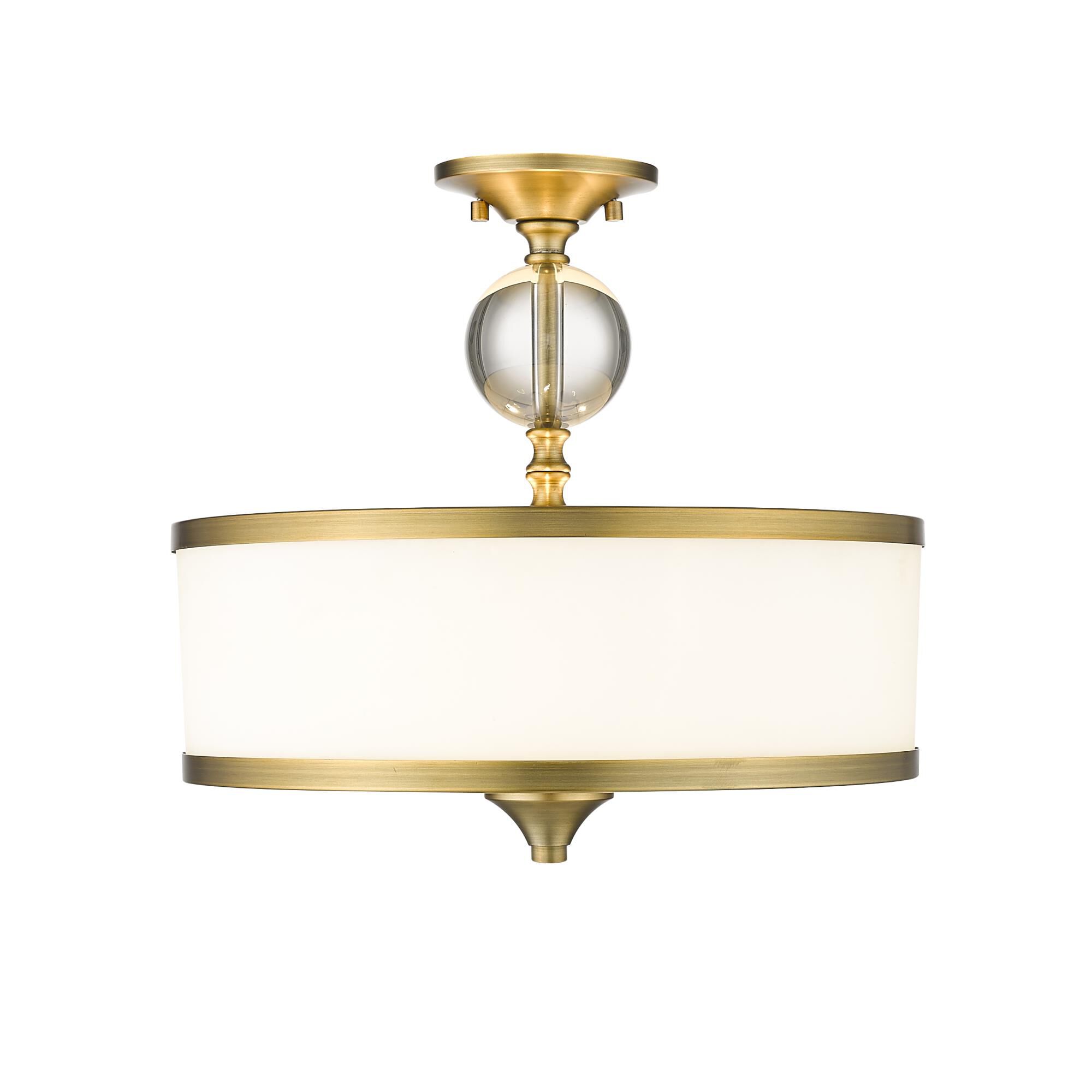 Shown in Heritage Brass finish and Glass shade