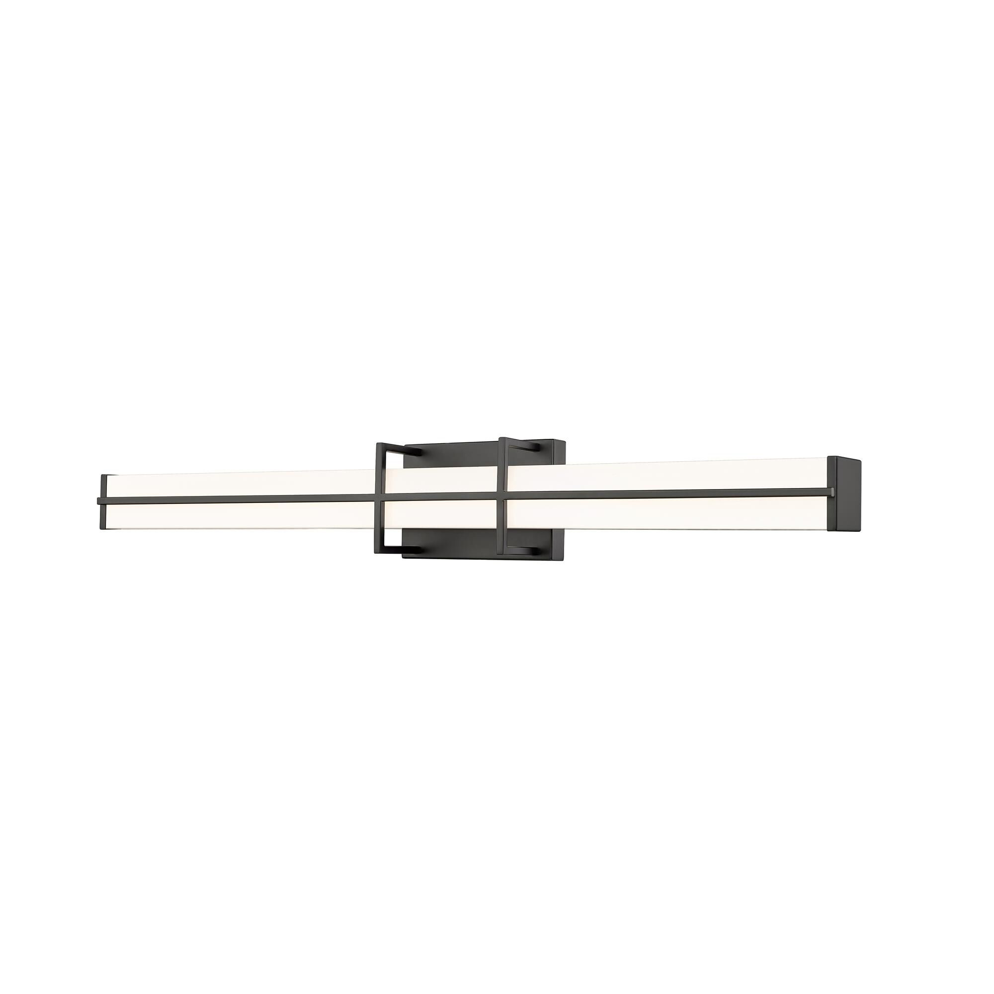Shown in Matte Black finish and Frosted glass and Frosted shade