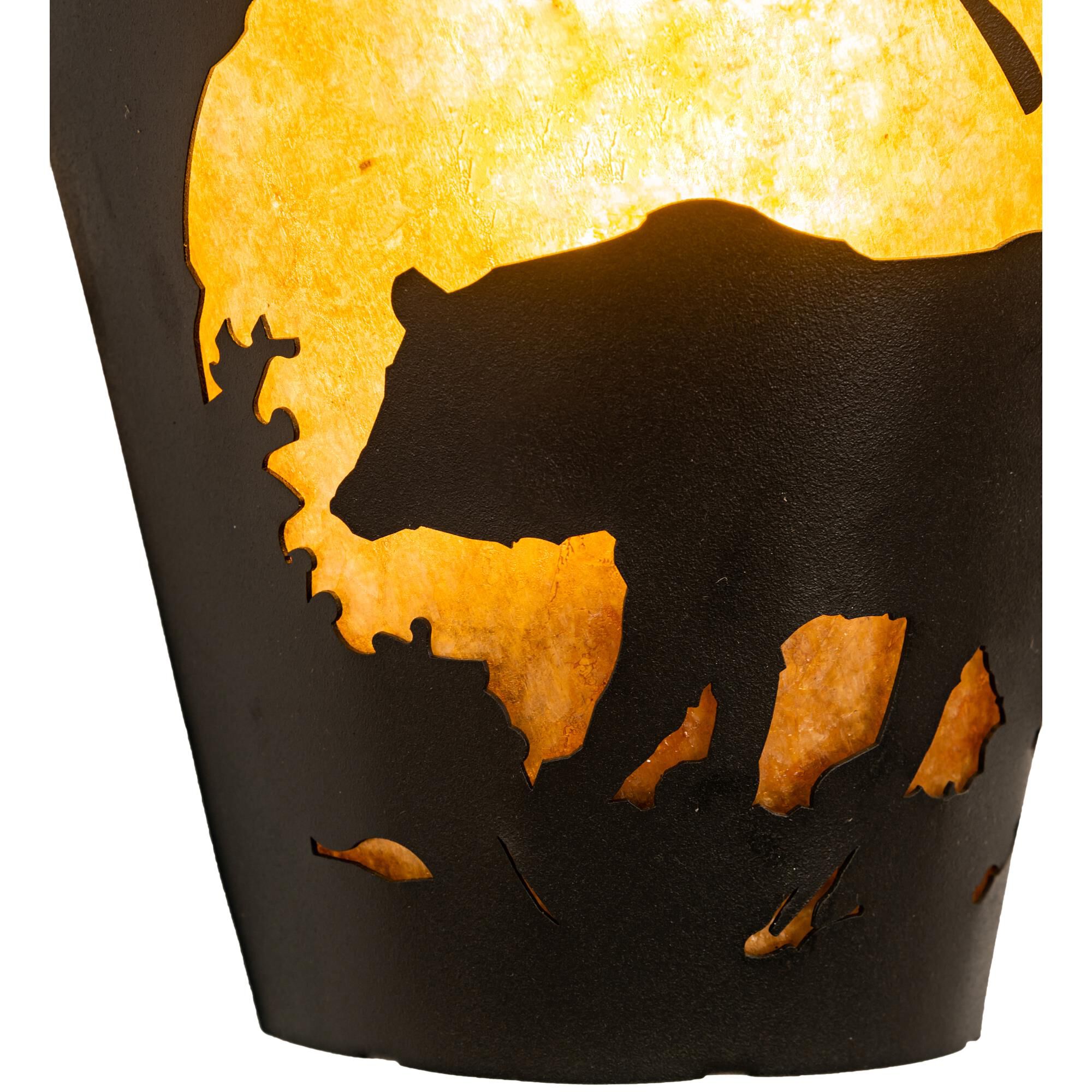 Shown with Black Metal Finish;Amber Mica glass